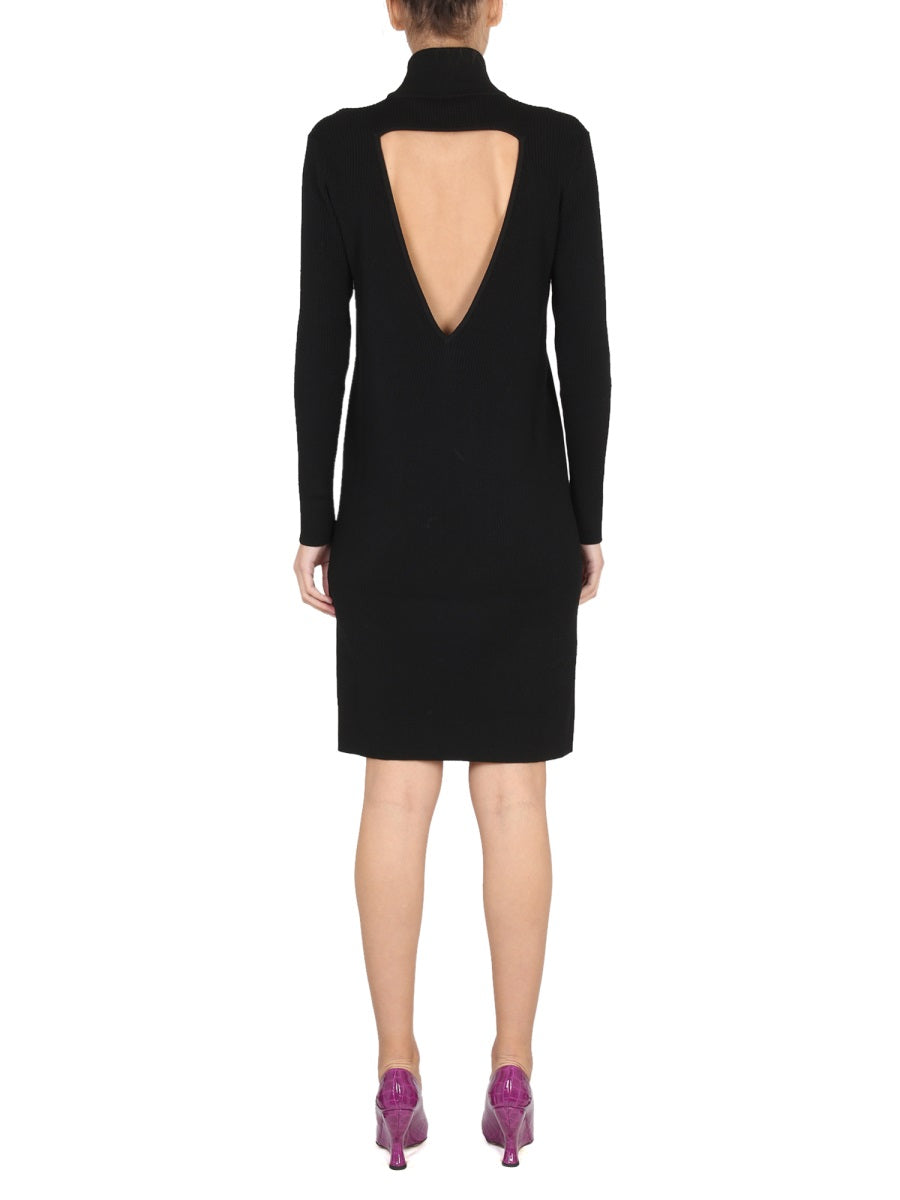 BOTTEGA VENETA High Neck Ribbed Mini Dress
