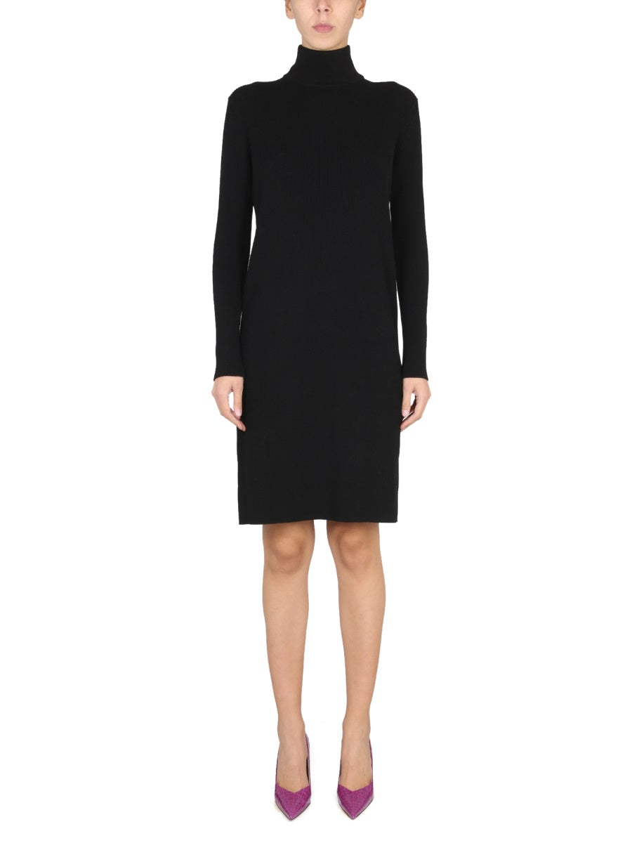 BOTTEGA VENETA High Neck Ribbed Mini Dress