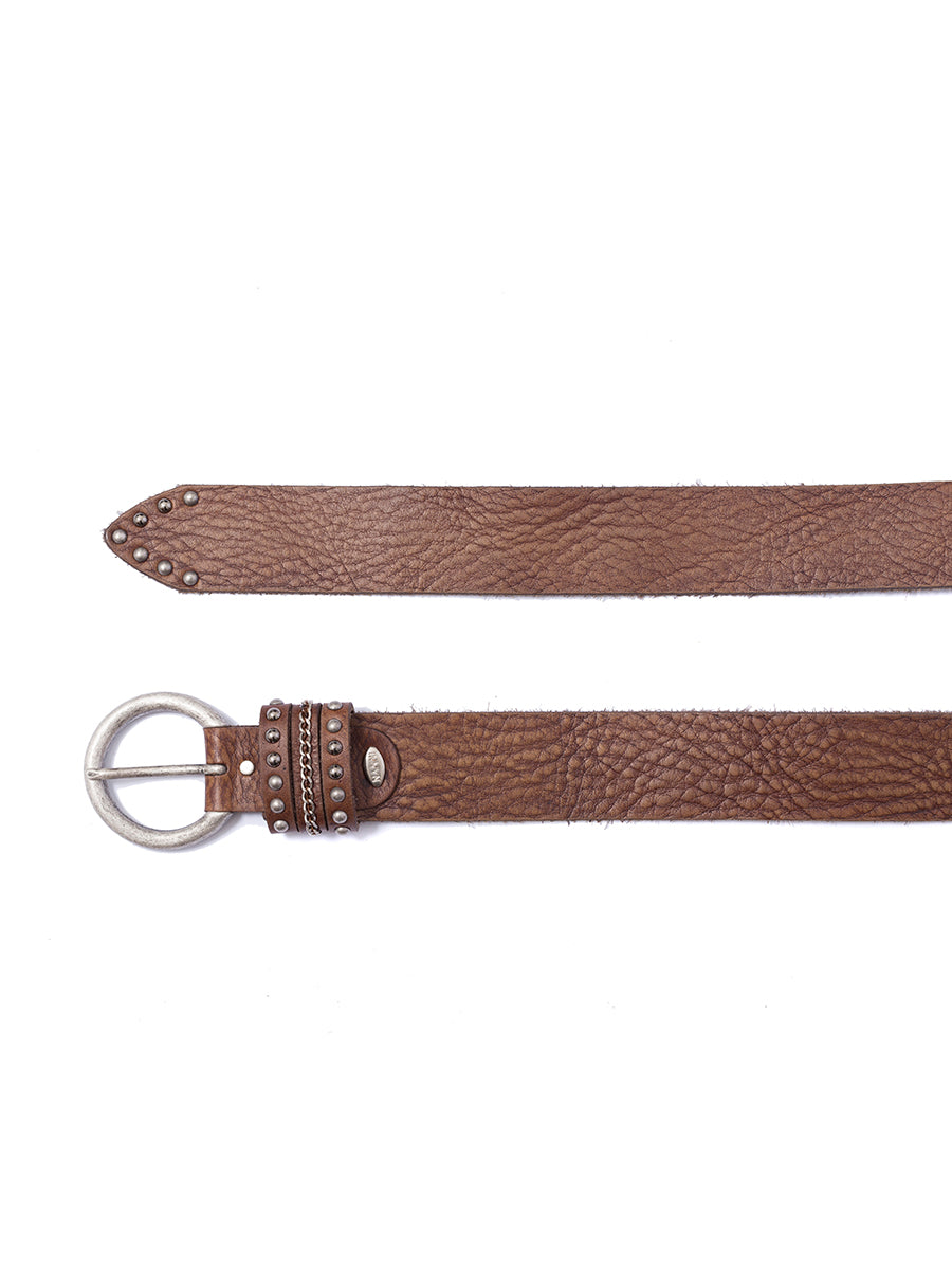 NANNI Leather and Metal Belt - 4.00 cm Width