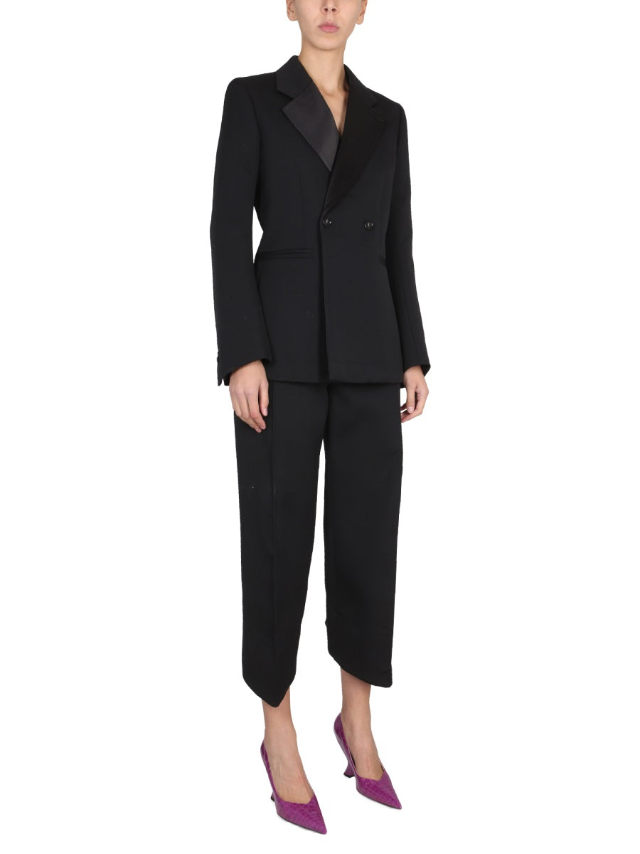 BOTTEGA VENETA Elevated Women's Wool Jacket with Satin Chintz Lapels