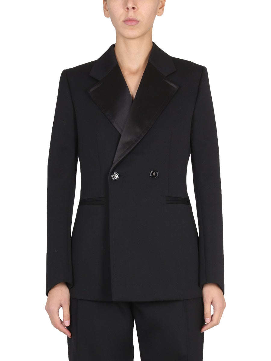 BOTTEGA VENETA Elevated Women's Wool Jacket with Satin Chintz Lapels