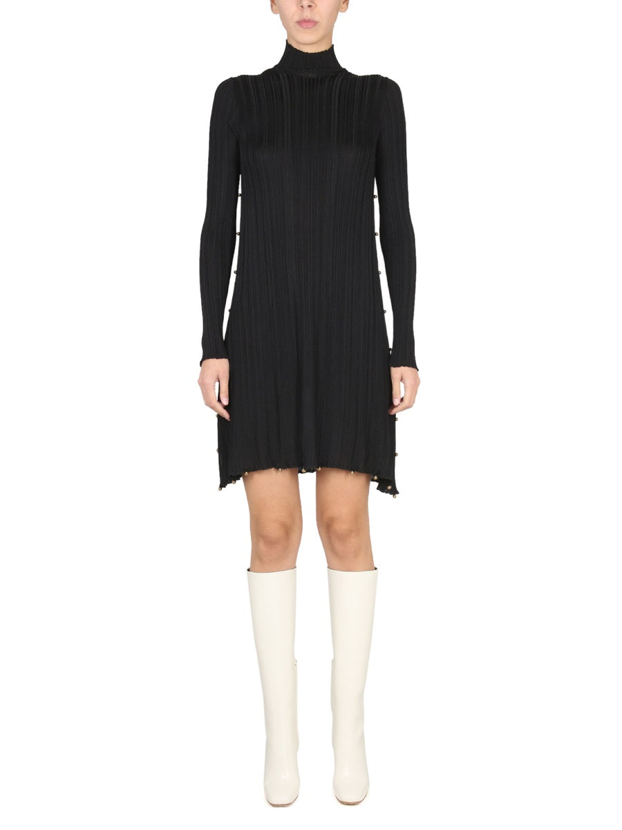 BOTTEGA VENETA Plisse Dress with High Neck Detail