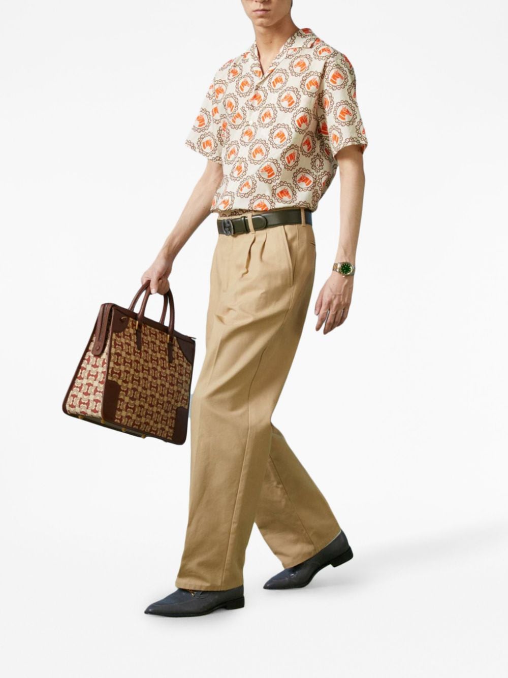 GUCCI Cotton Pants with Embroidered Detail, Size IT 46