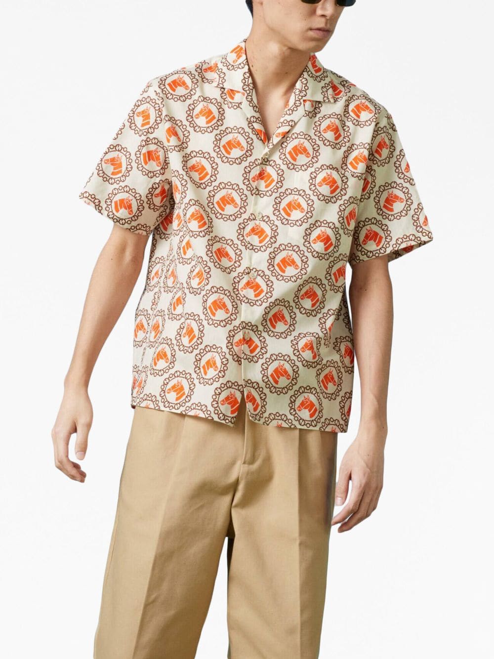 GUCCI Cotton Pants with Embroidered Detail, Size IT 46