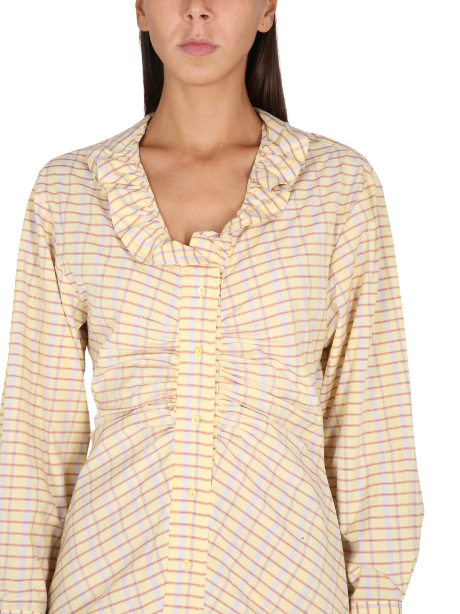 ISABEL MARANT Women's Mini Ruffle Neckline Dress