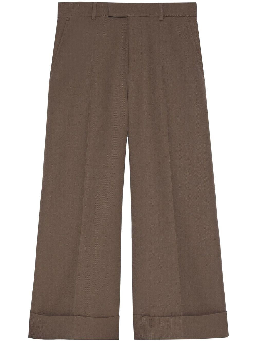 GUCCI Cropped Textured Gabardine Trousers - Size 48