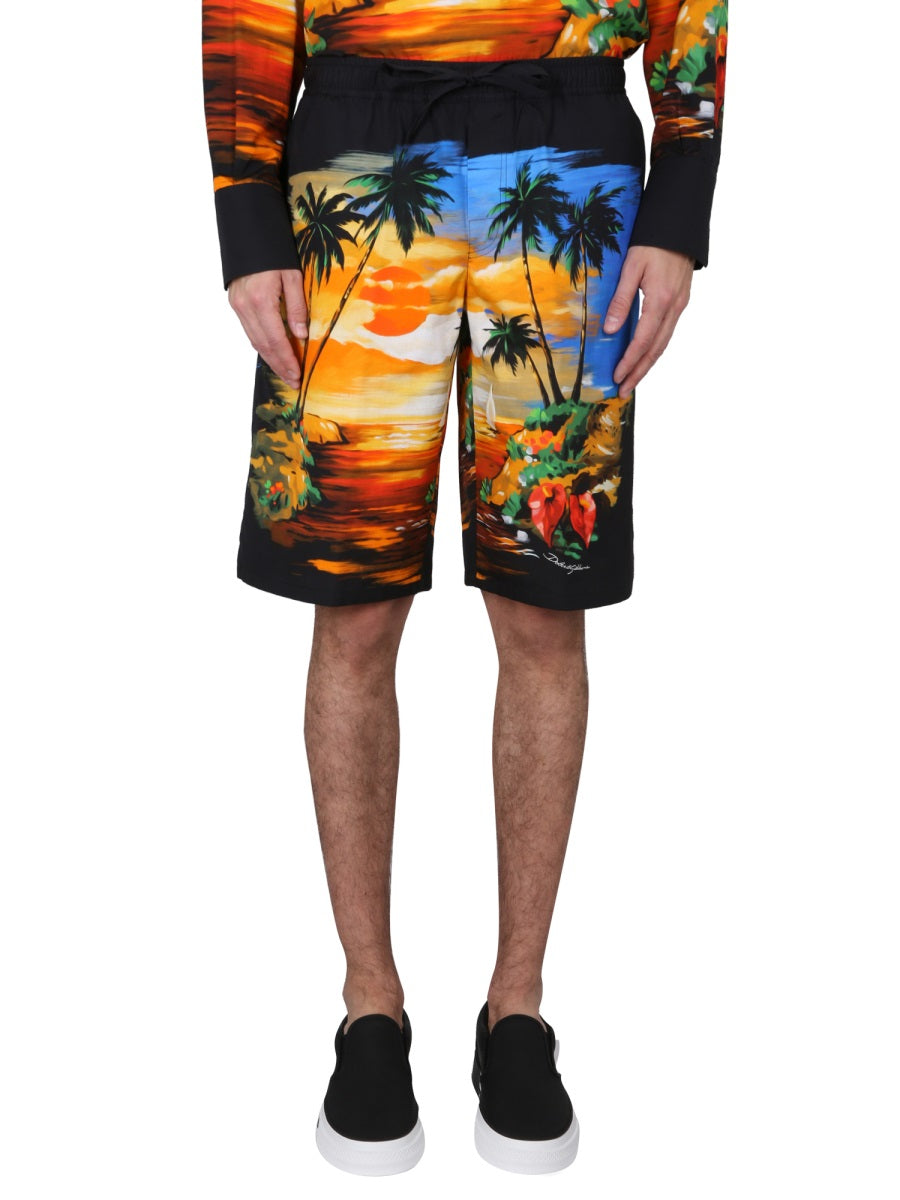 DOLCE & GABBANA Men's Bermuda Shorts with Tropical Print