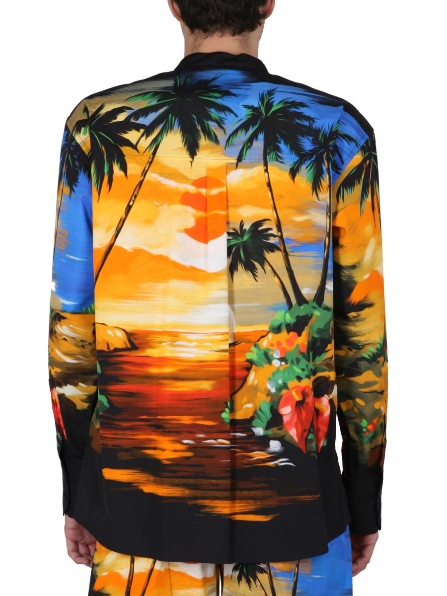 DOLCE & GABBANA Hawaiian Print Mini Collar Shirt for Men