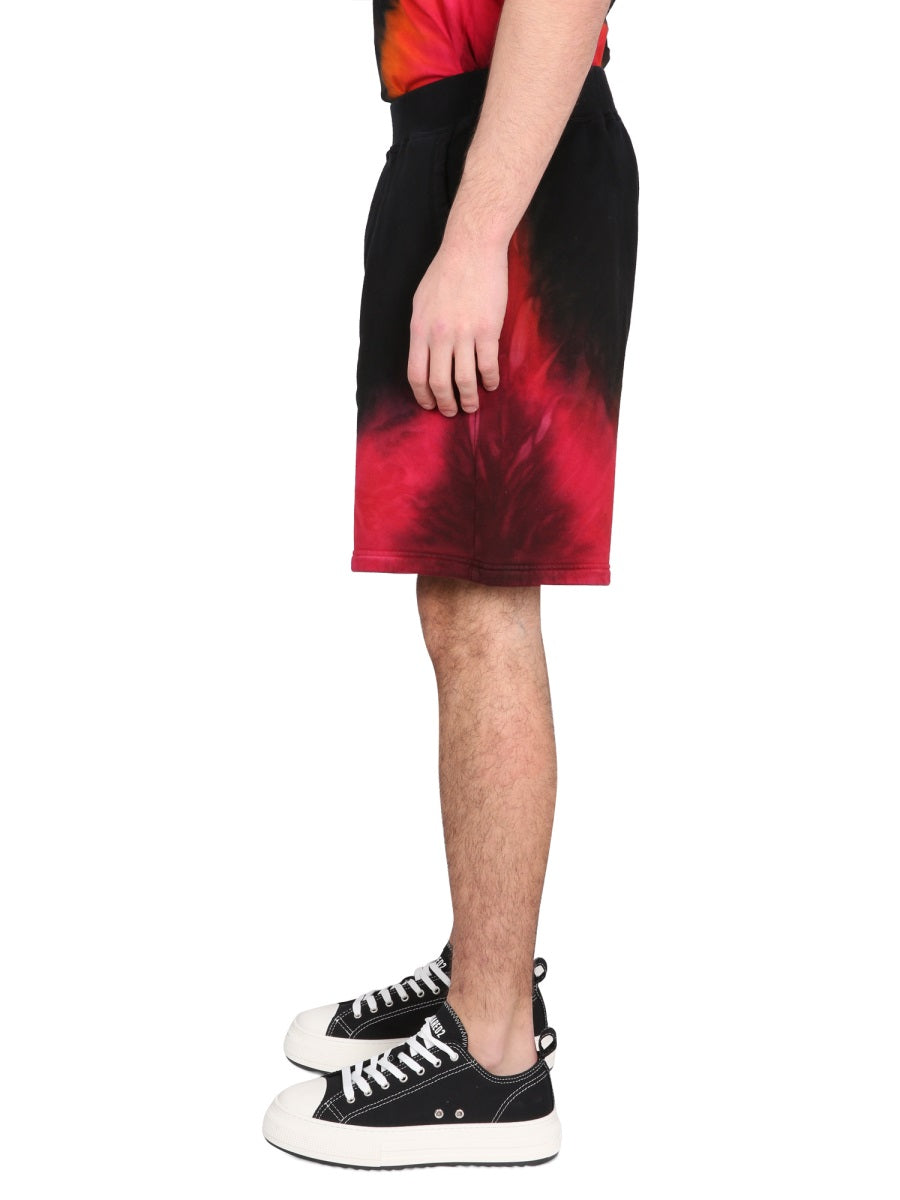 DSQUARED Men's Mini Flame Print Elastic Waist Shorts