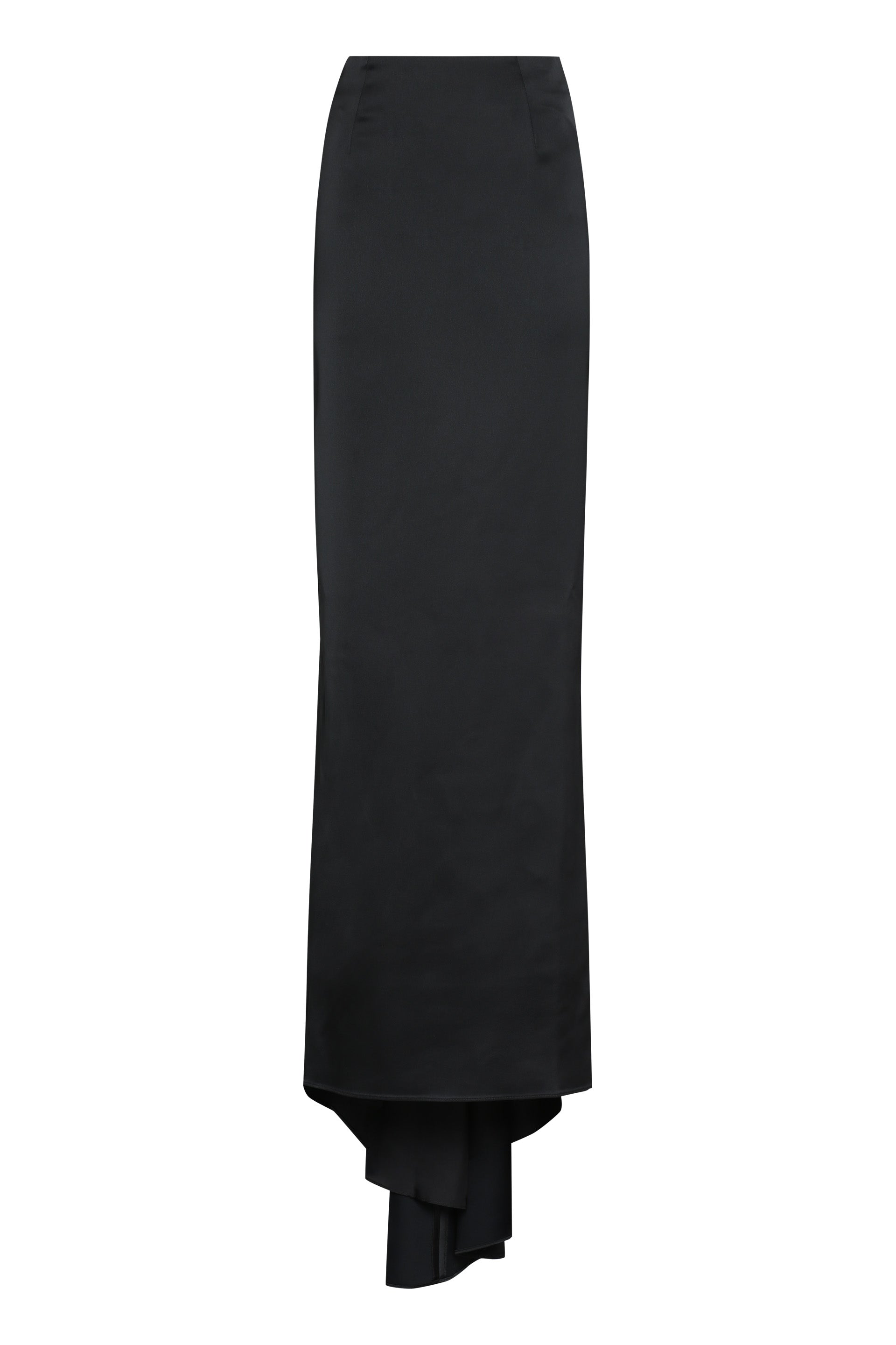 BALENCIAGA Elegant Long Satin Skirt with Back Train
