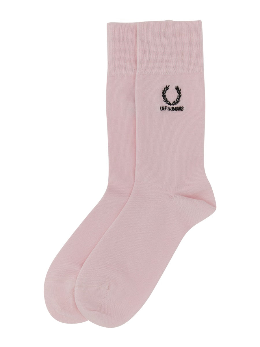 FRED PERRY X RAF SIMONS Embroidered Rib Knit Socks