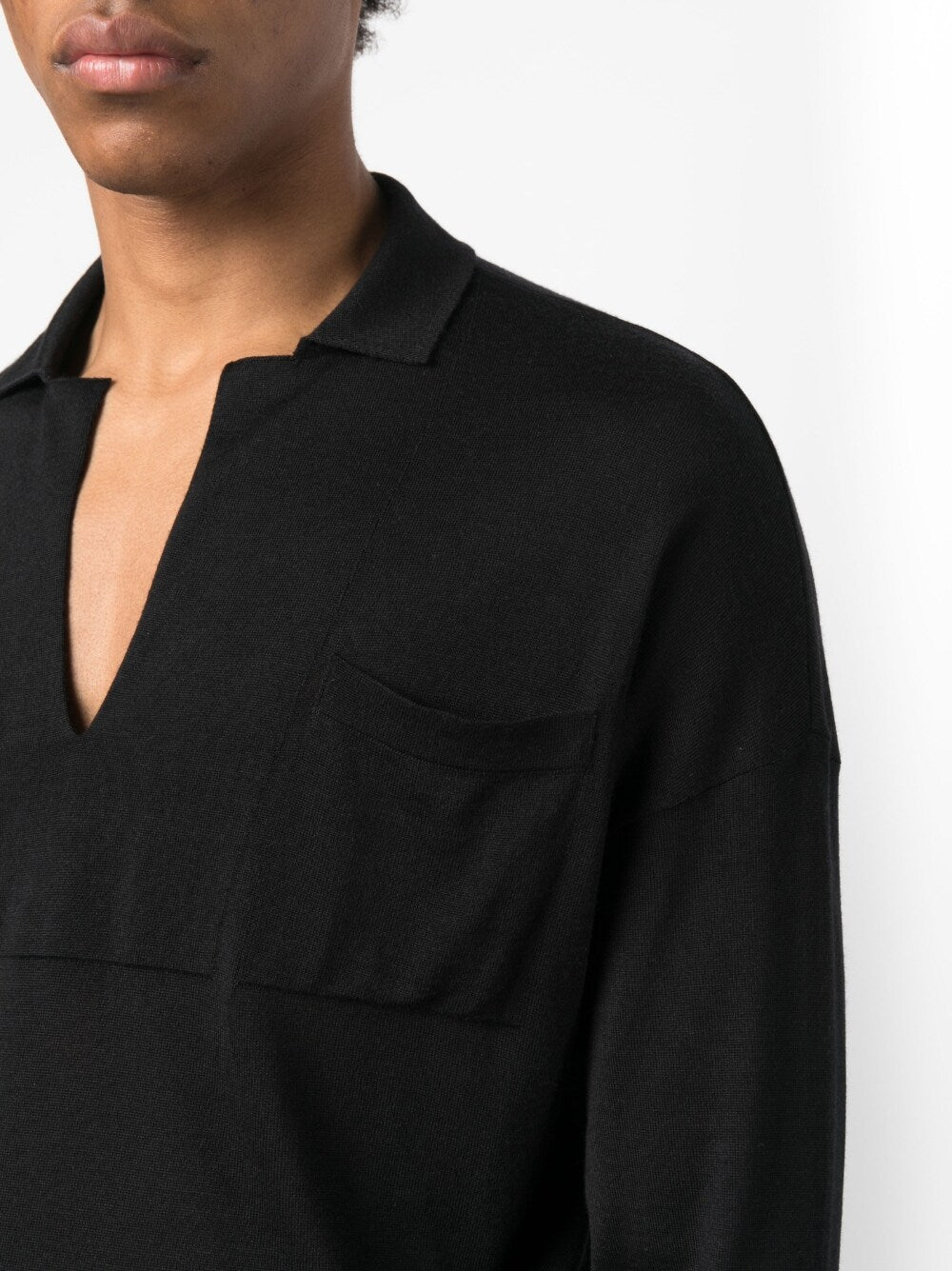 SAINT LAURENT Luxurious Wool-Silk Sweatshirt with Pointed Collar