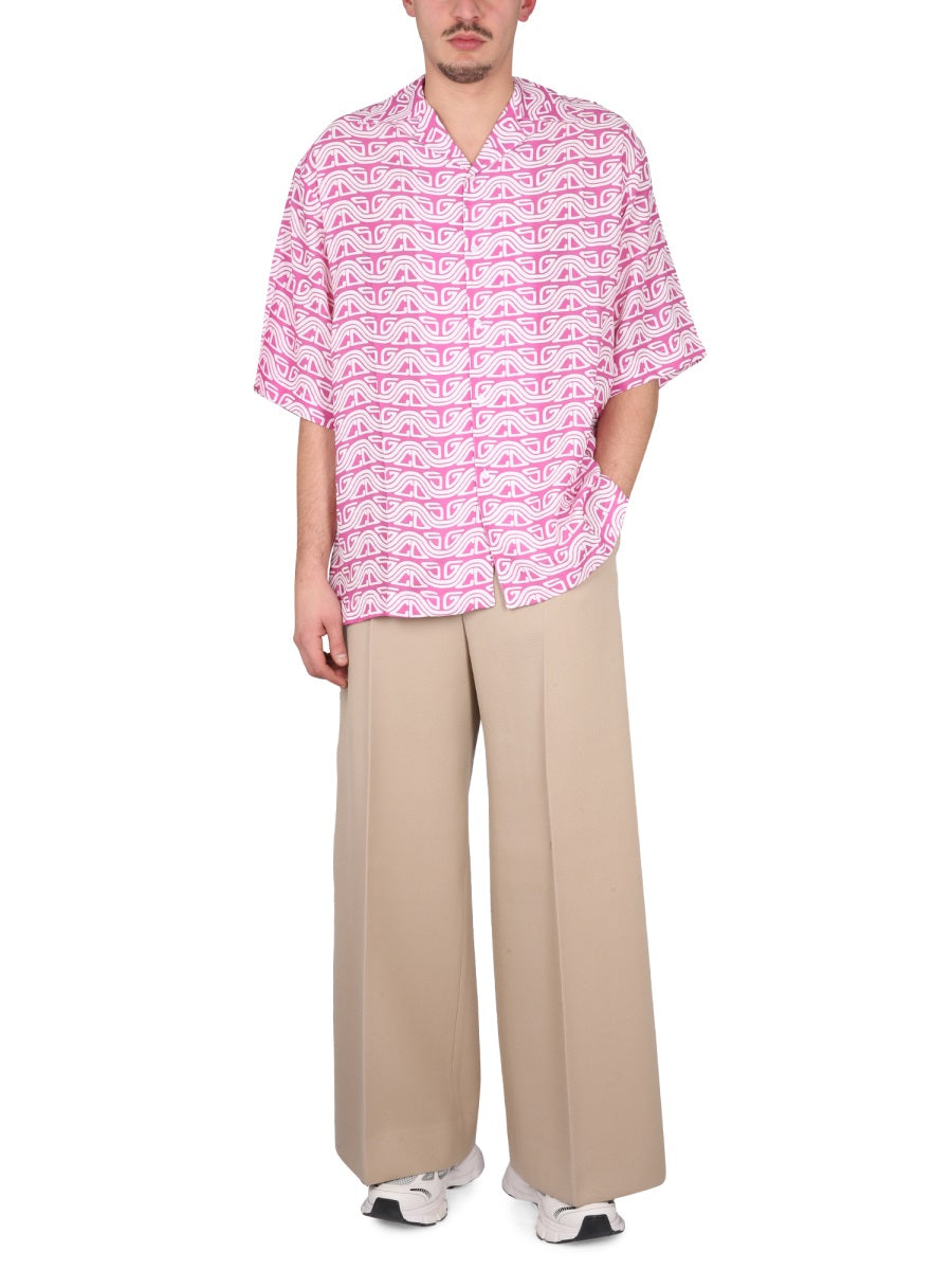 GCDS Monogram Waved Bowling Collar Shirt