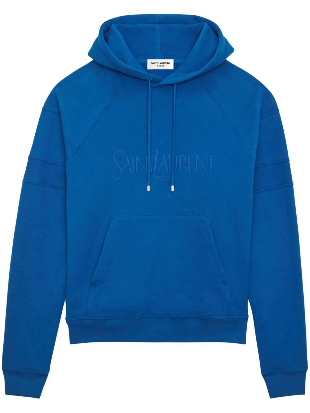 SAINT LAURENT Men's Cotton Hoodie with Contrasting Cuffs and Hem