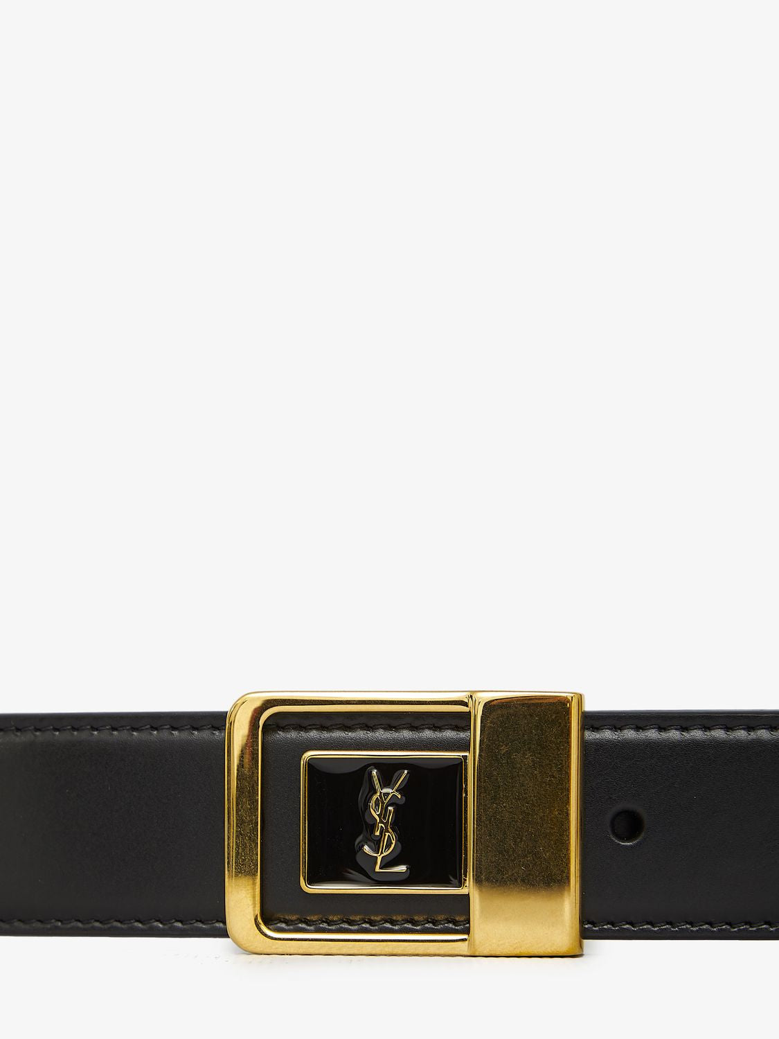SAINT LAURENT Cassandre Buckle Leather Belt - 3 cm