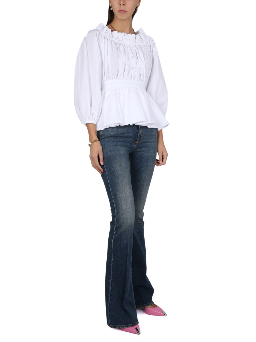 ALEXANDER MCQUEEN Cotton Poplin Top with Round Neckline