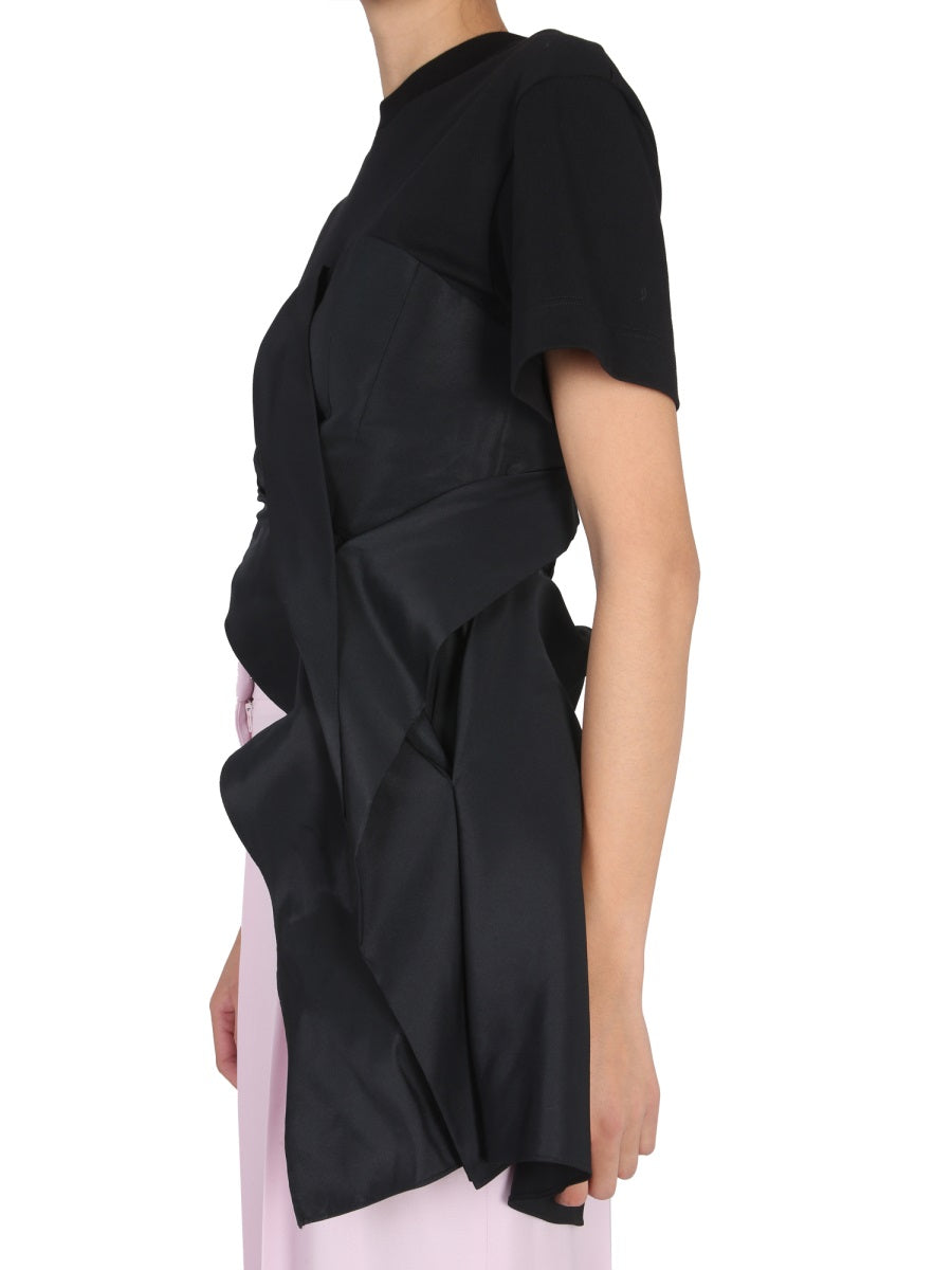 ALEXANDER MCQUEEN Draped Hybrid T-Shirt with Necklace Detail