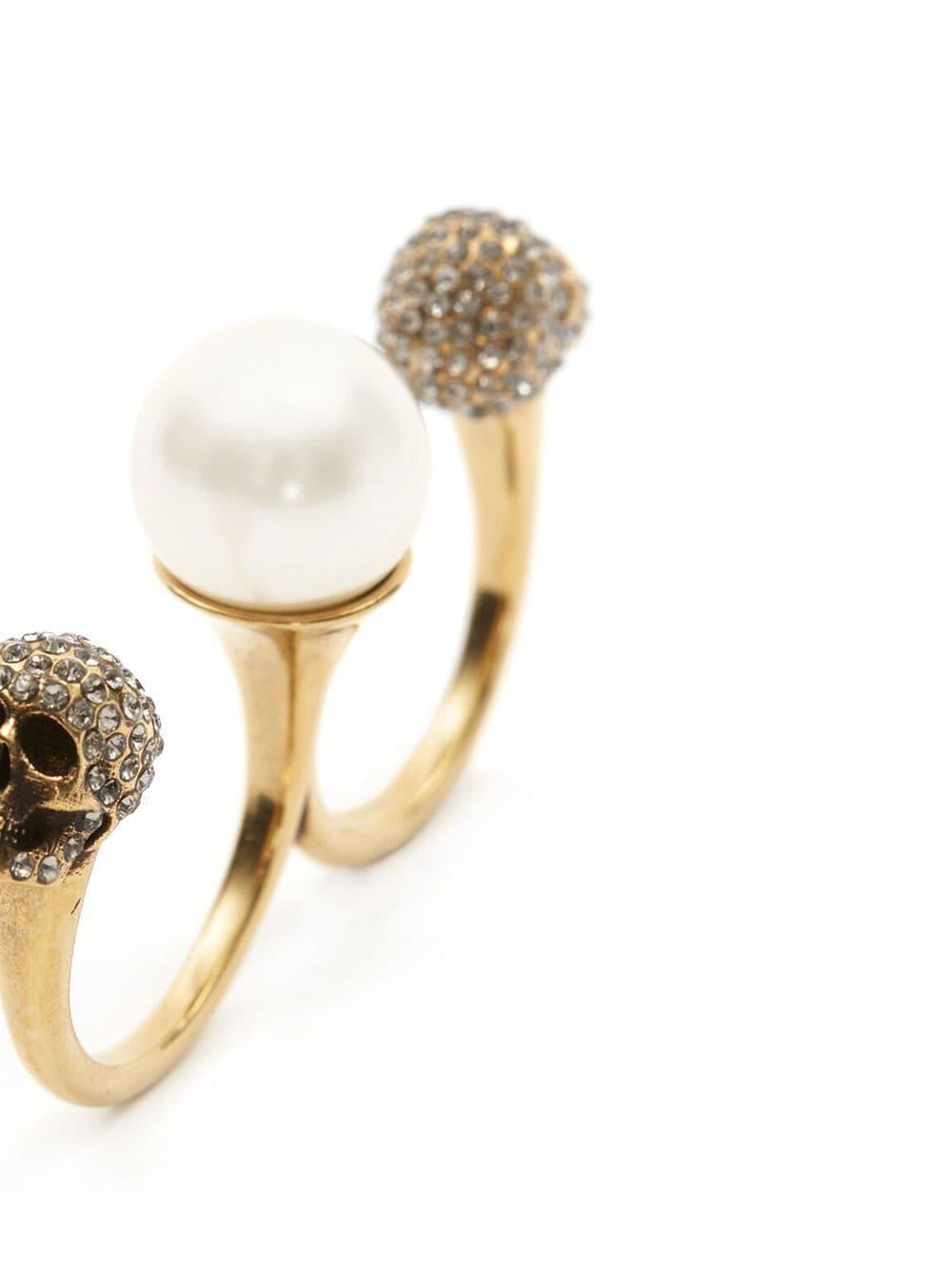 ALEXANDER MCQUEEN Elegant Pearl Accented Double Ring