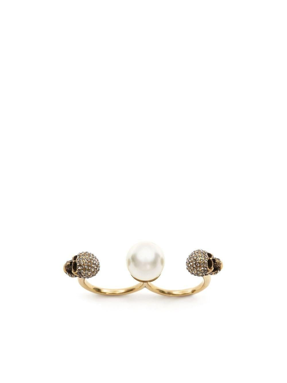 ALEXANDER MCQUEEN Elegant Pearl Accented Double Ring