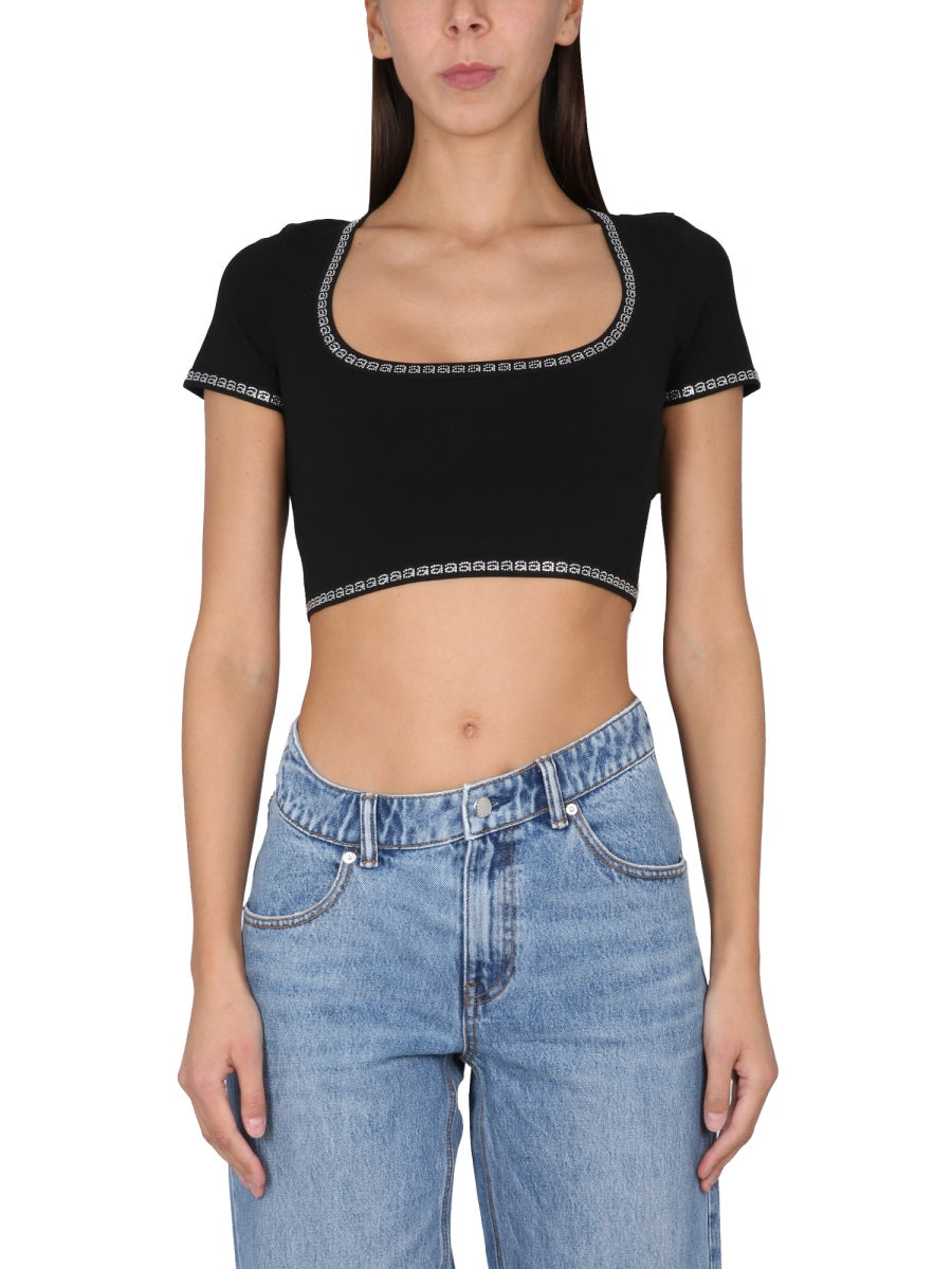 ALEXANDER WANG Bold Logo Top with Round Neckline