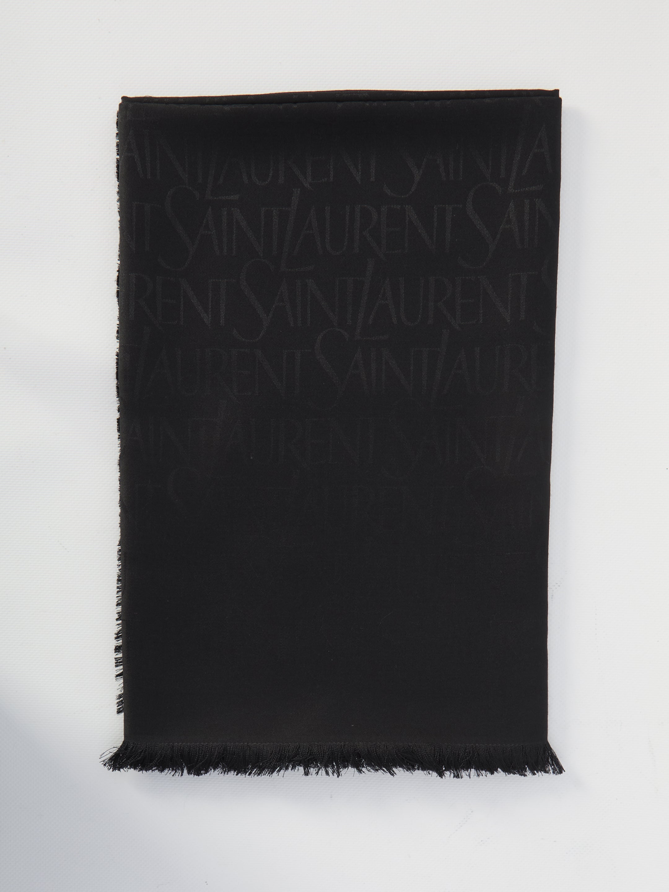SAINT LAURENT Logo-Jacquard Fringed Scarf - Square