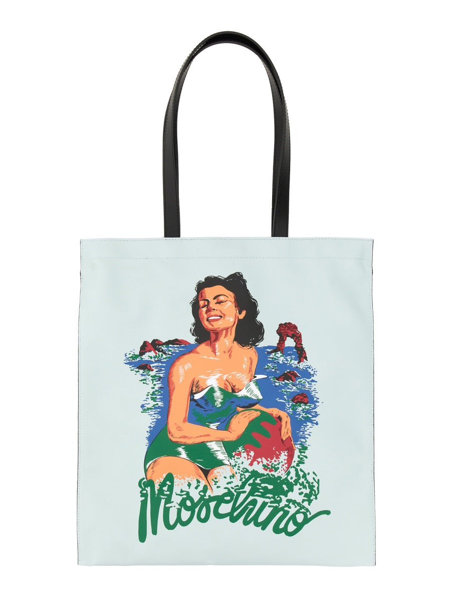 MOSCHINO Hawaiian Print Double Handle Tote Bag