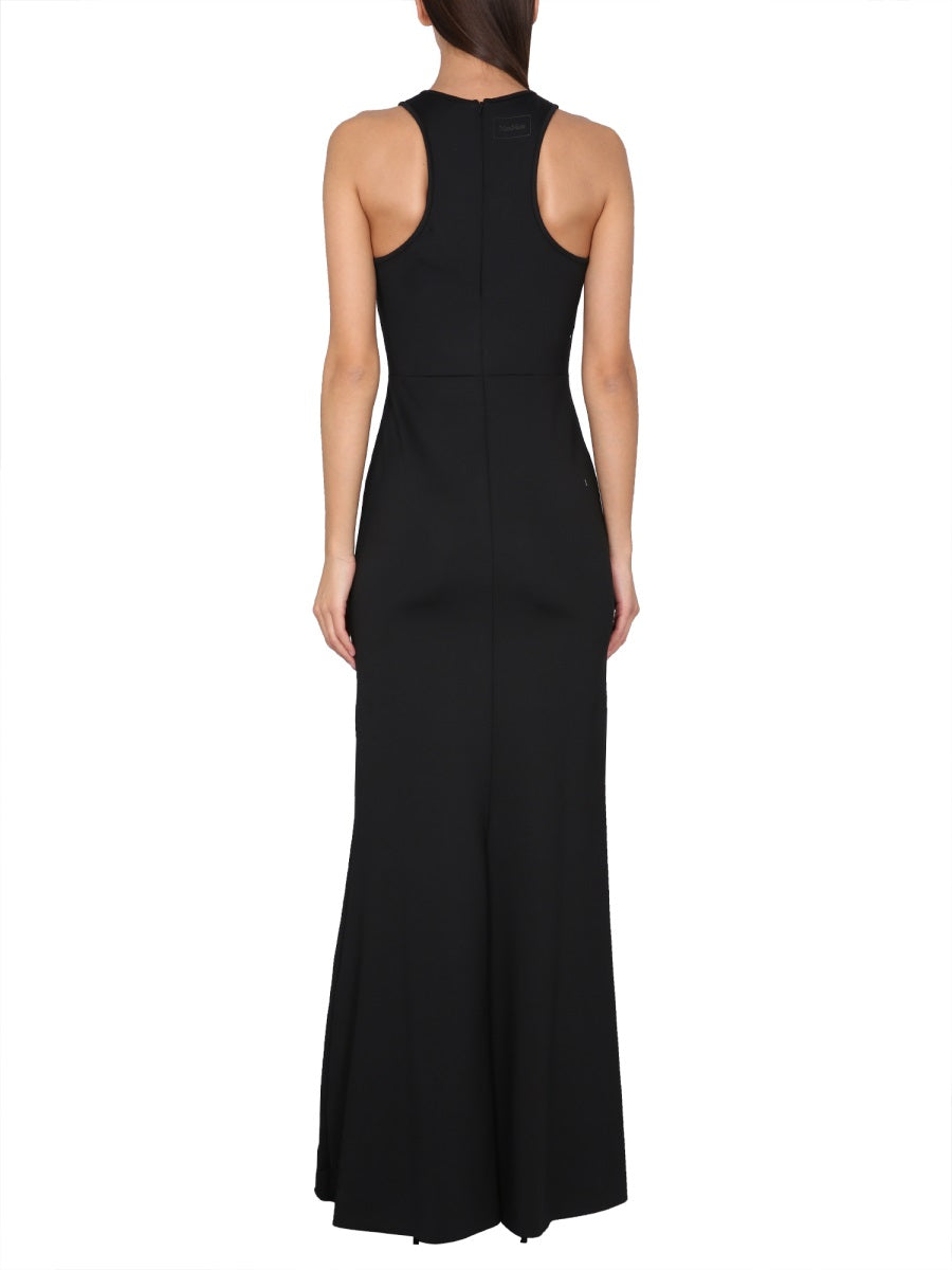 MAX MARA Elegant Long Dress with Concealed Back Zipper Closure