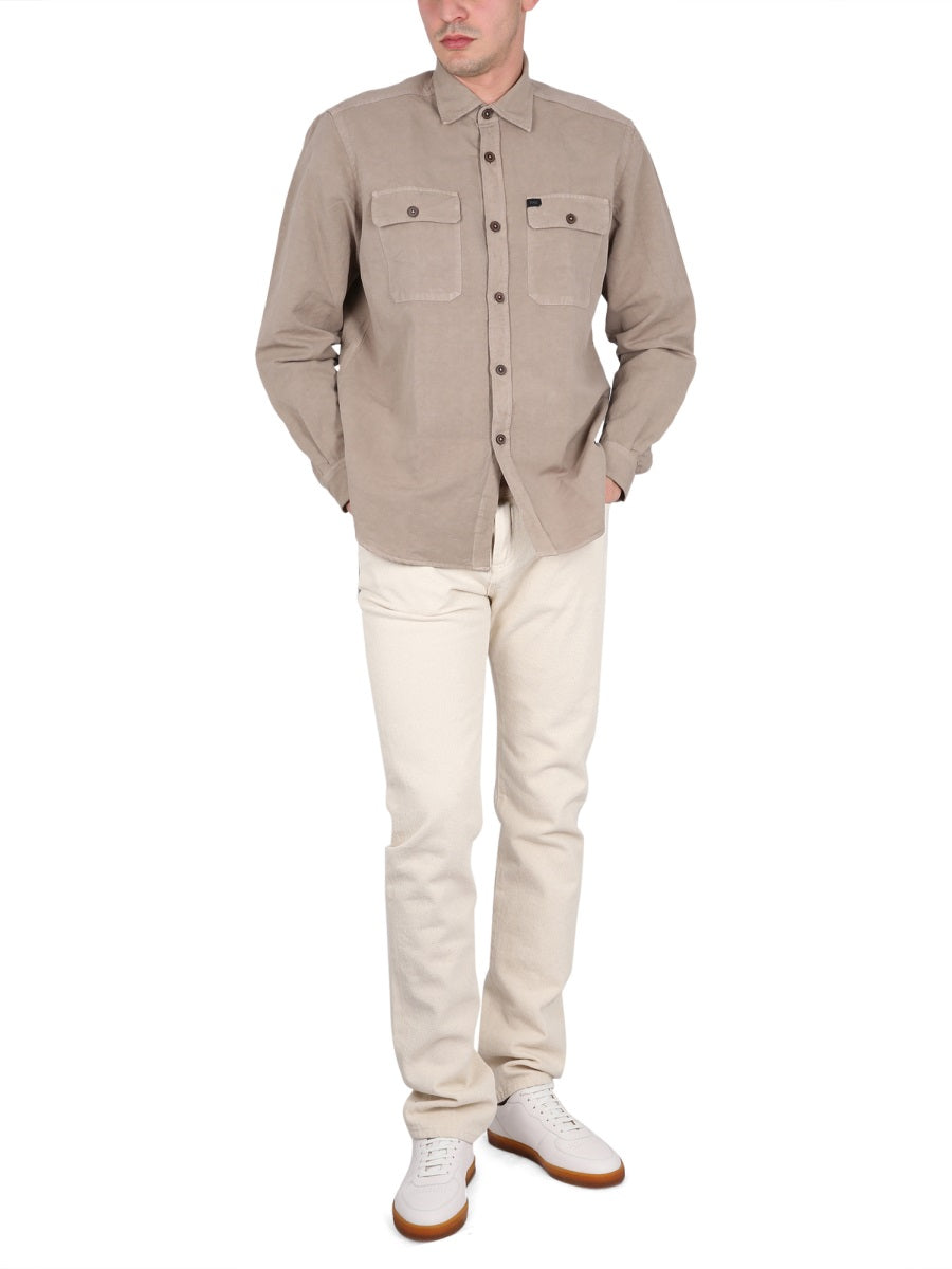 FAY Classic Collar Button-Down Shirt with Pockets