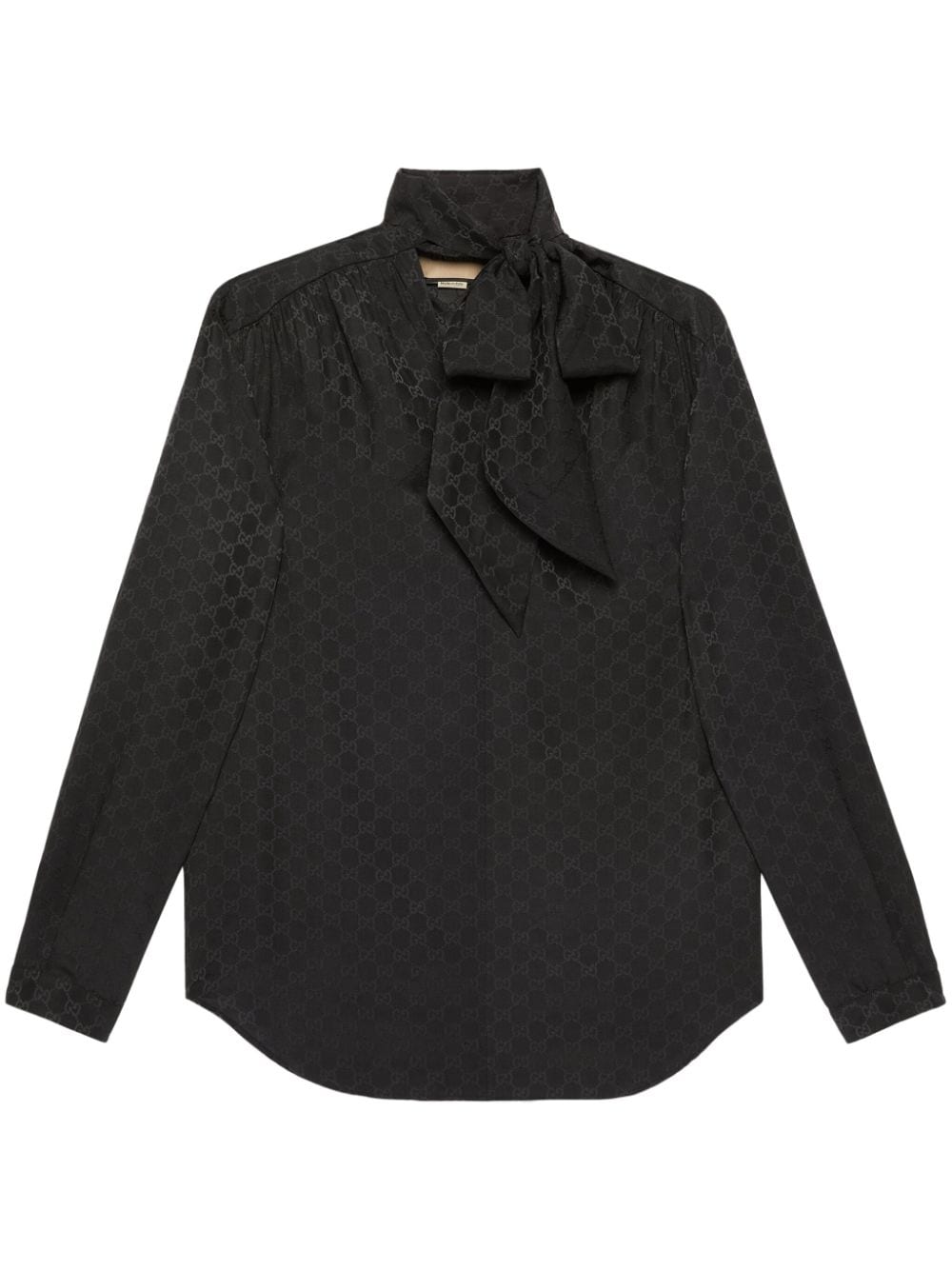 GUCCI Silk Blouse with Front Bow and Rounded Hem