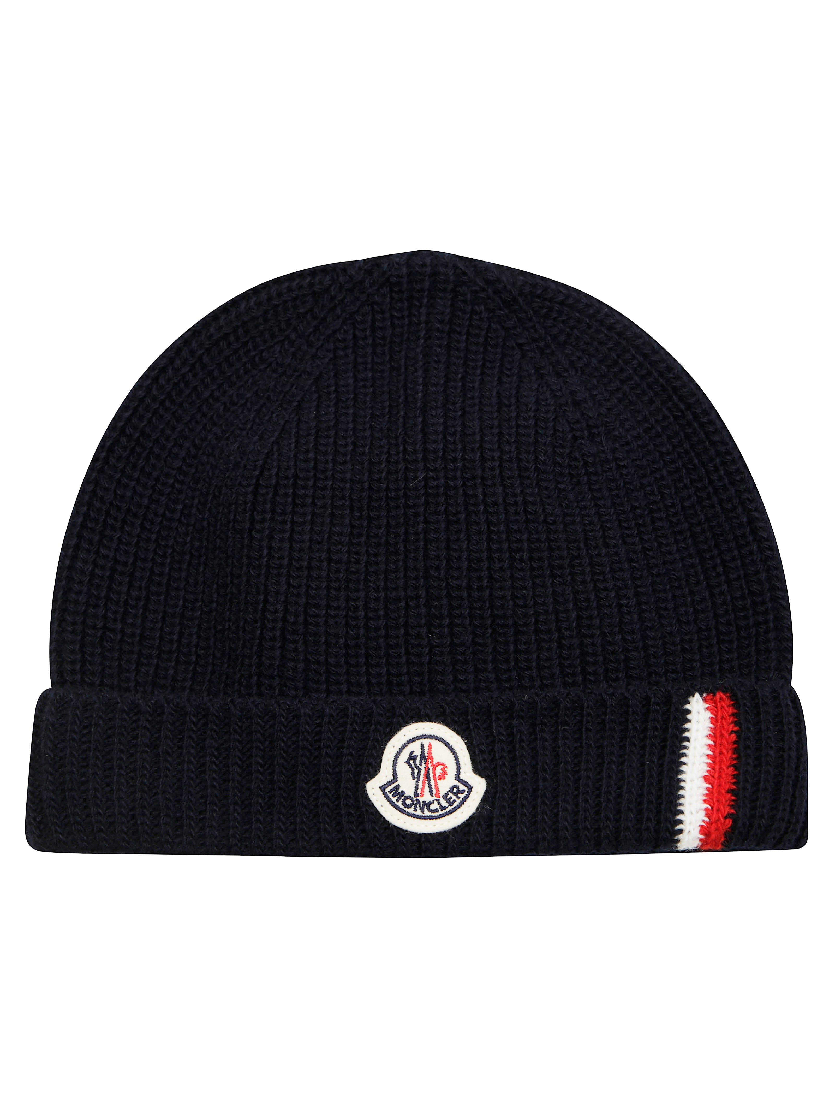 MONCLER Flag Detail Knit Beanie