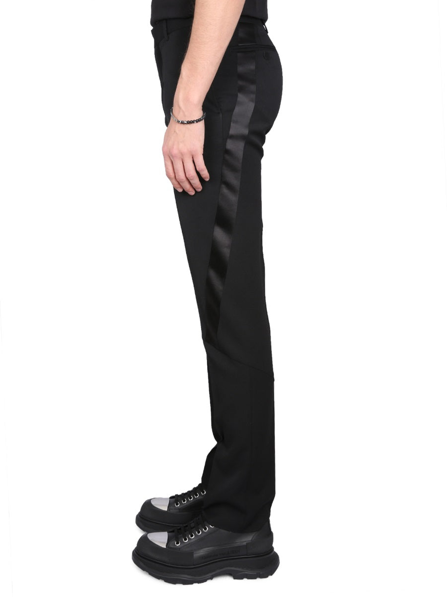ALEXANDER McQUEEN Men's Virgin Wool Trousers with Concealed Closure