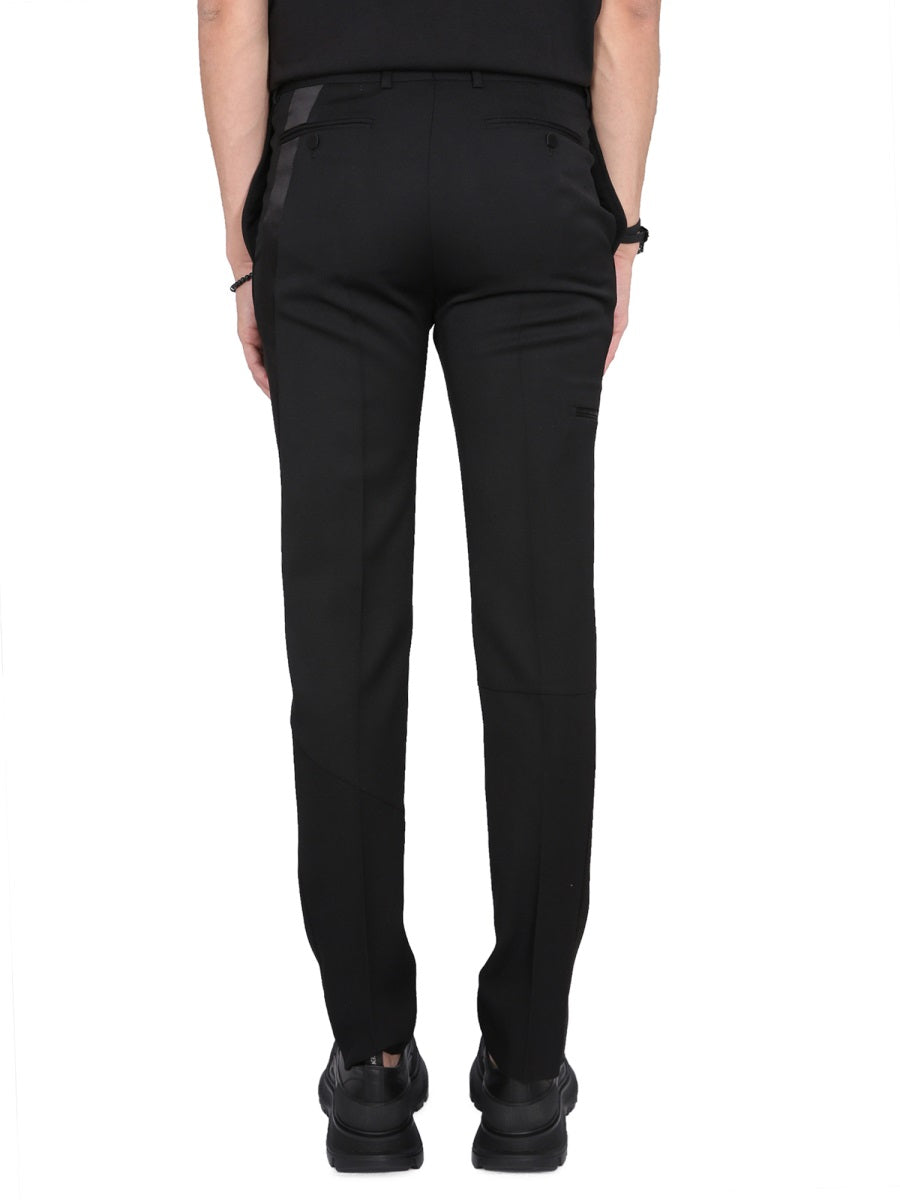 ALEXANDER McQUEEN Men's Virgin Wool Trousers with Concealed Closure