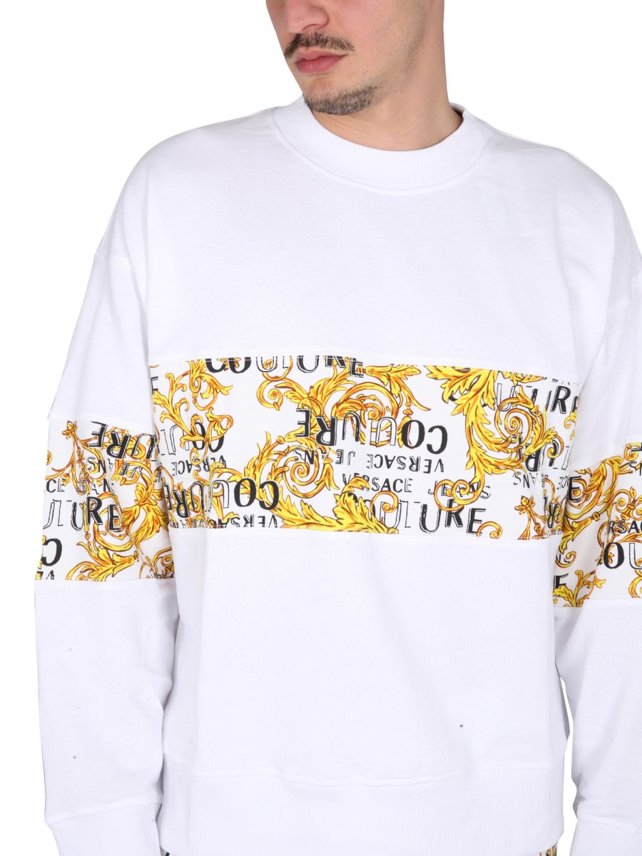 VERSACE JEANS COUTURE Men's Cross-Neck Logo Sweatshirt