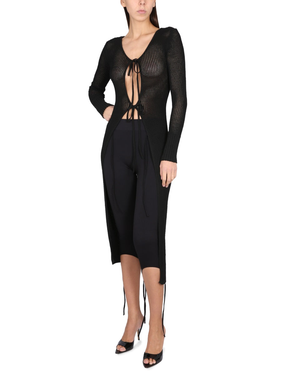 ANDREADAMO Long Perforated T-Shirt with Adjustable Front Closure