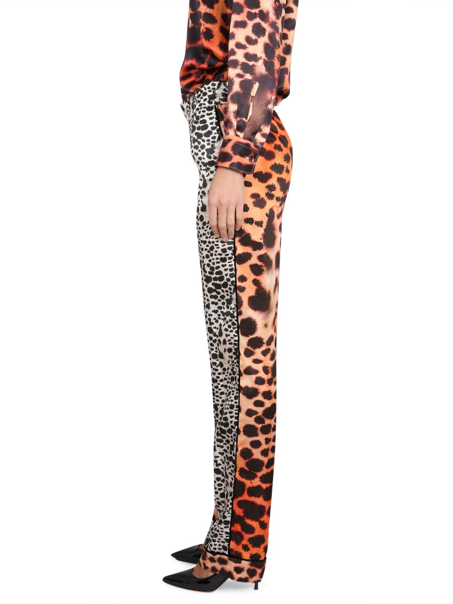 ROBERTO CAVALLI Elegant Moray Eel Print Trousers with Elastic Waistband