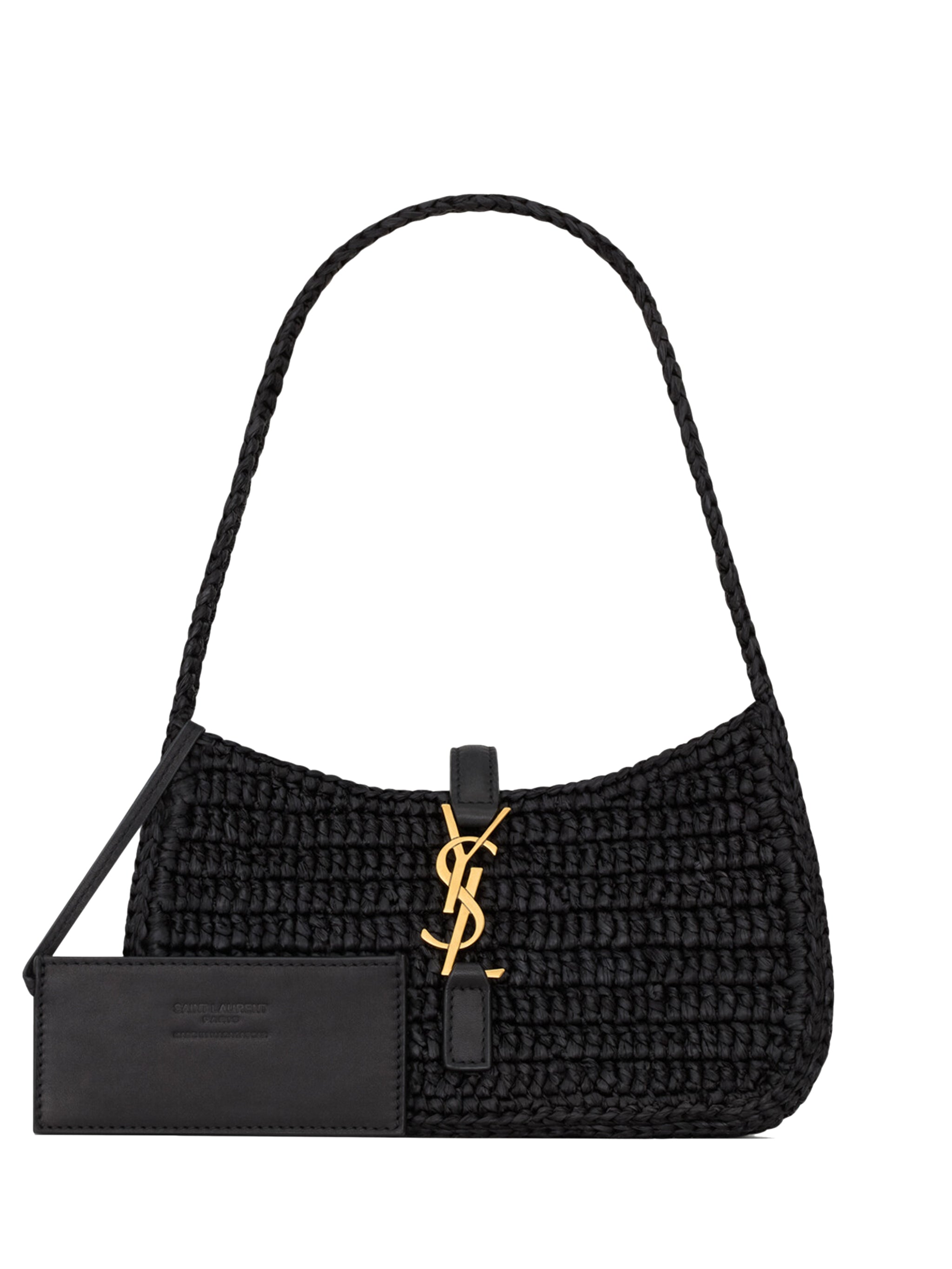 SAINT LAURENT Mini Raffia Bag with Leather Tab Closure