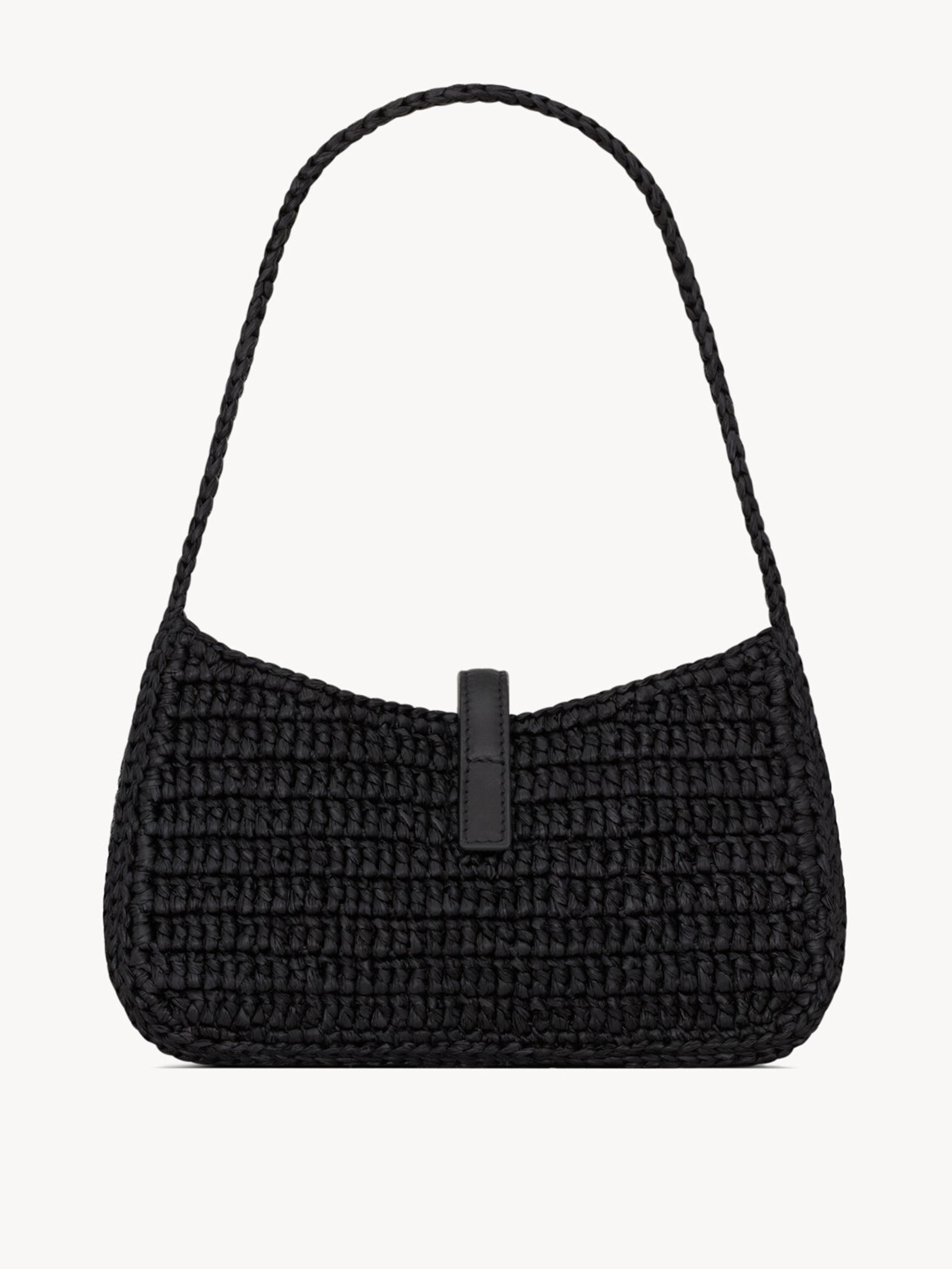SAINT LAURENT Mini Raffia Bag with Leather Tab Closure