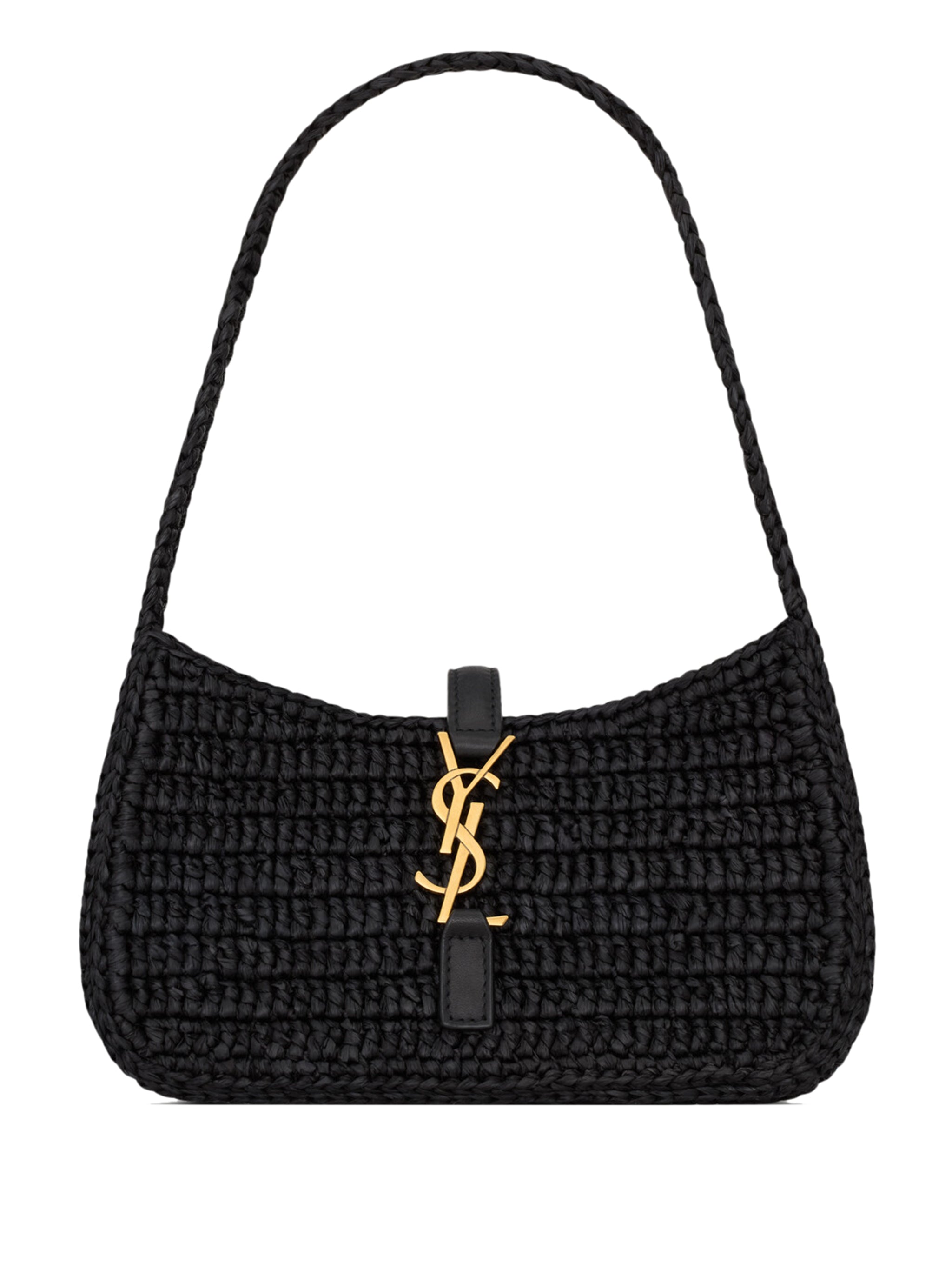 SAINT LAURENT Mini Raffia Bag with Leather Tab Closure