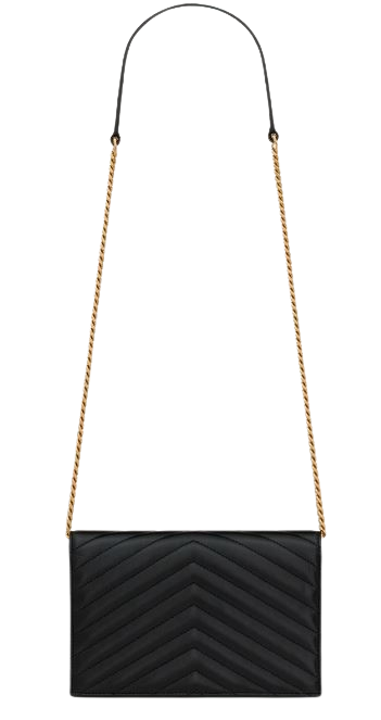 SAINT LAURENT Mini Quilted Leather Wallet on Chain