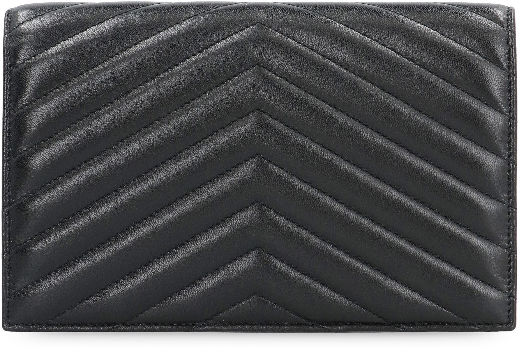 SAINT LAURENT Mini Quilted Leather Wallet on Chain