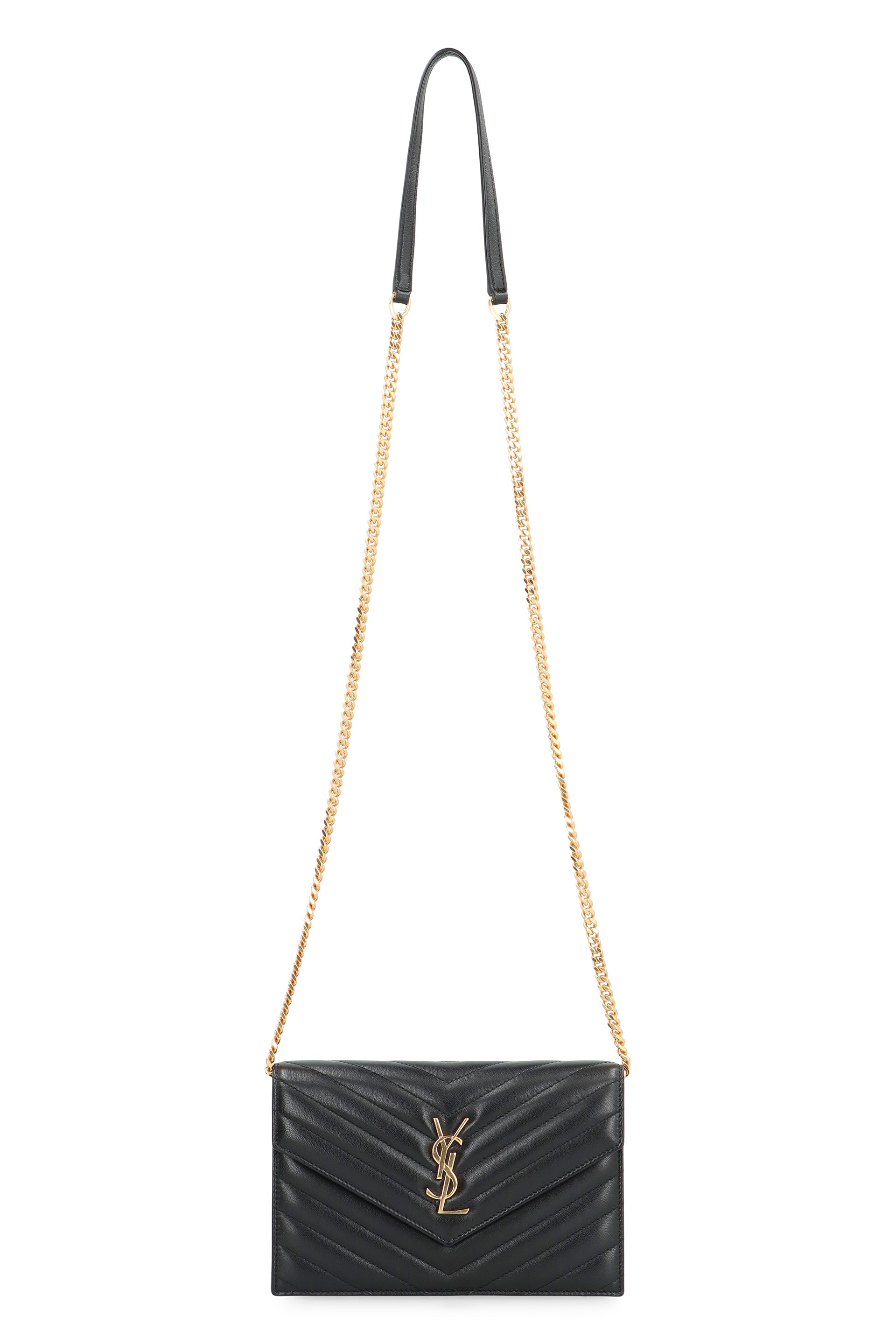 SAINT LAURENT Envelope Cassandre Mini Wallet with Chain