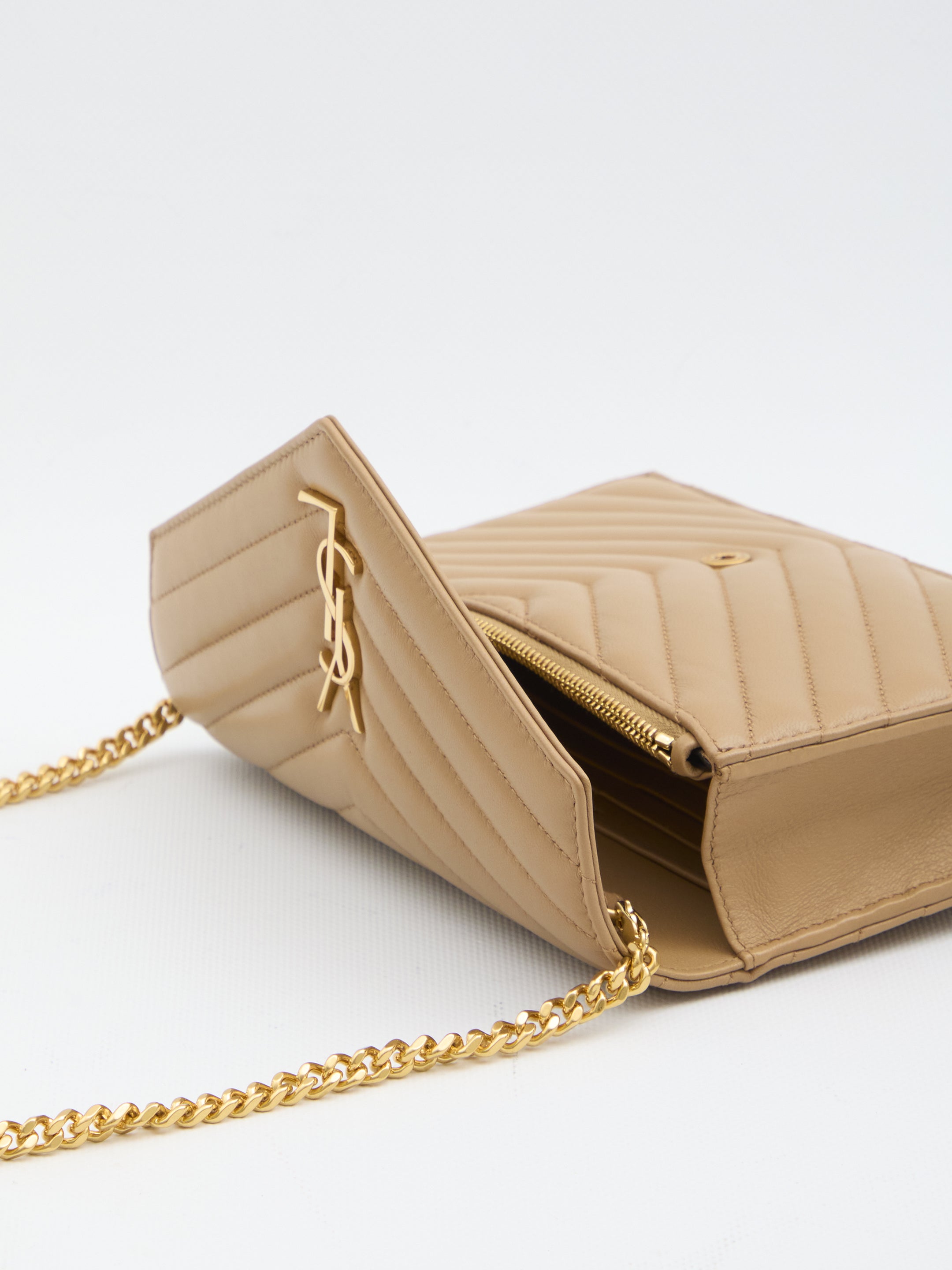 SAINT LAURENT Mini Envelope Wallet with Chain - Perfect for FW25