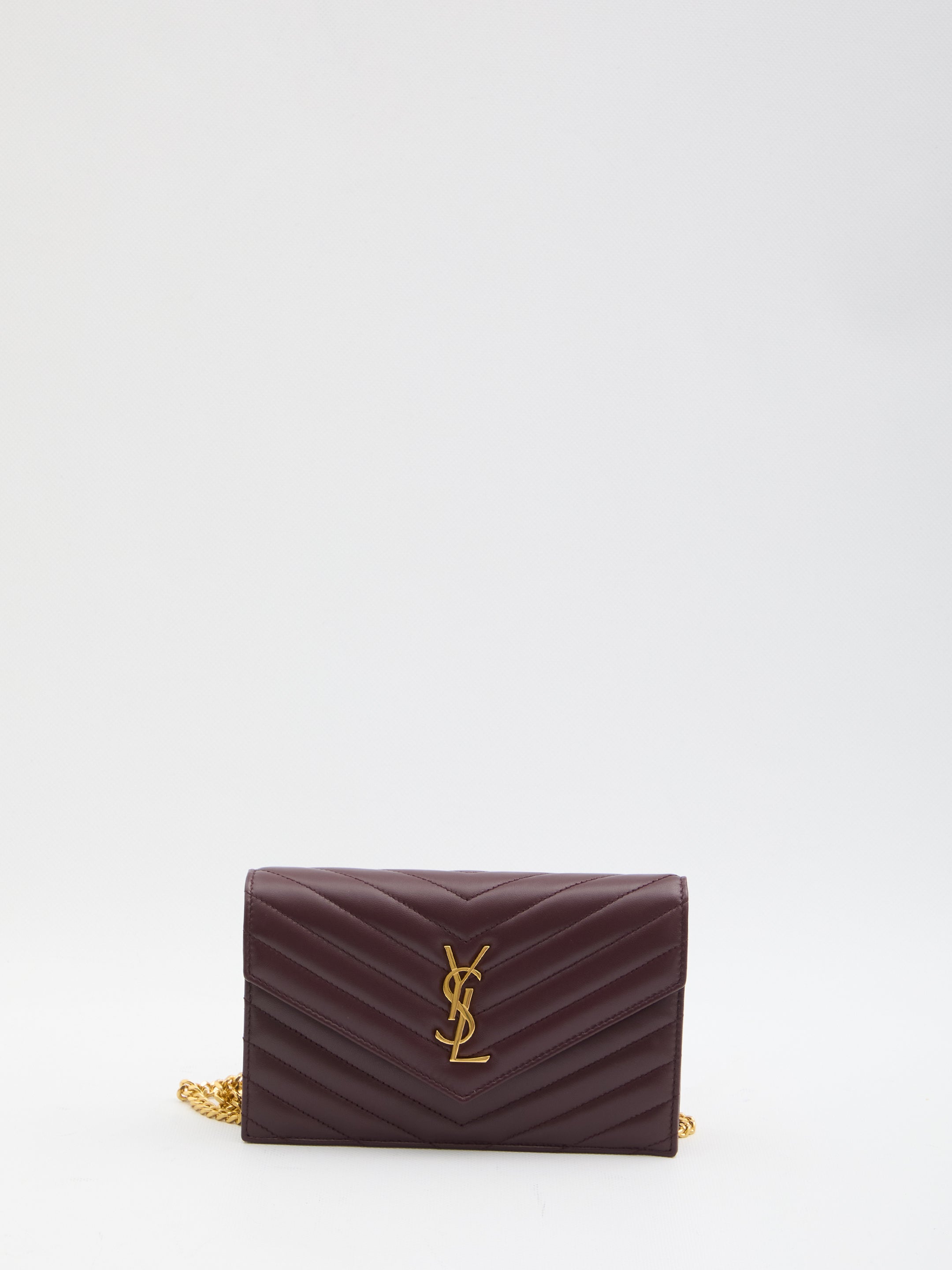 SAINT LAURENT Envelope Cassandre Mini Wallet with Chain