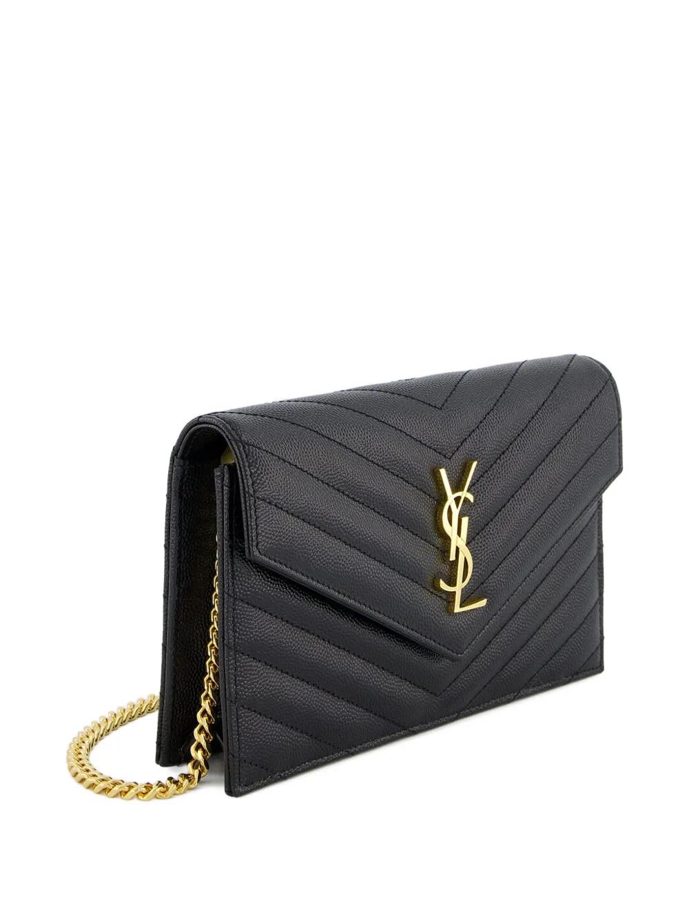 SAINT LAURENT Mini Chain Wallet with Chevron Quilting