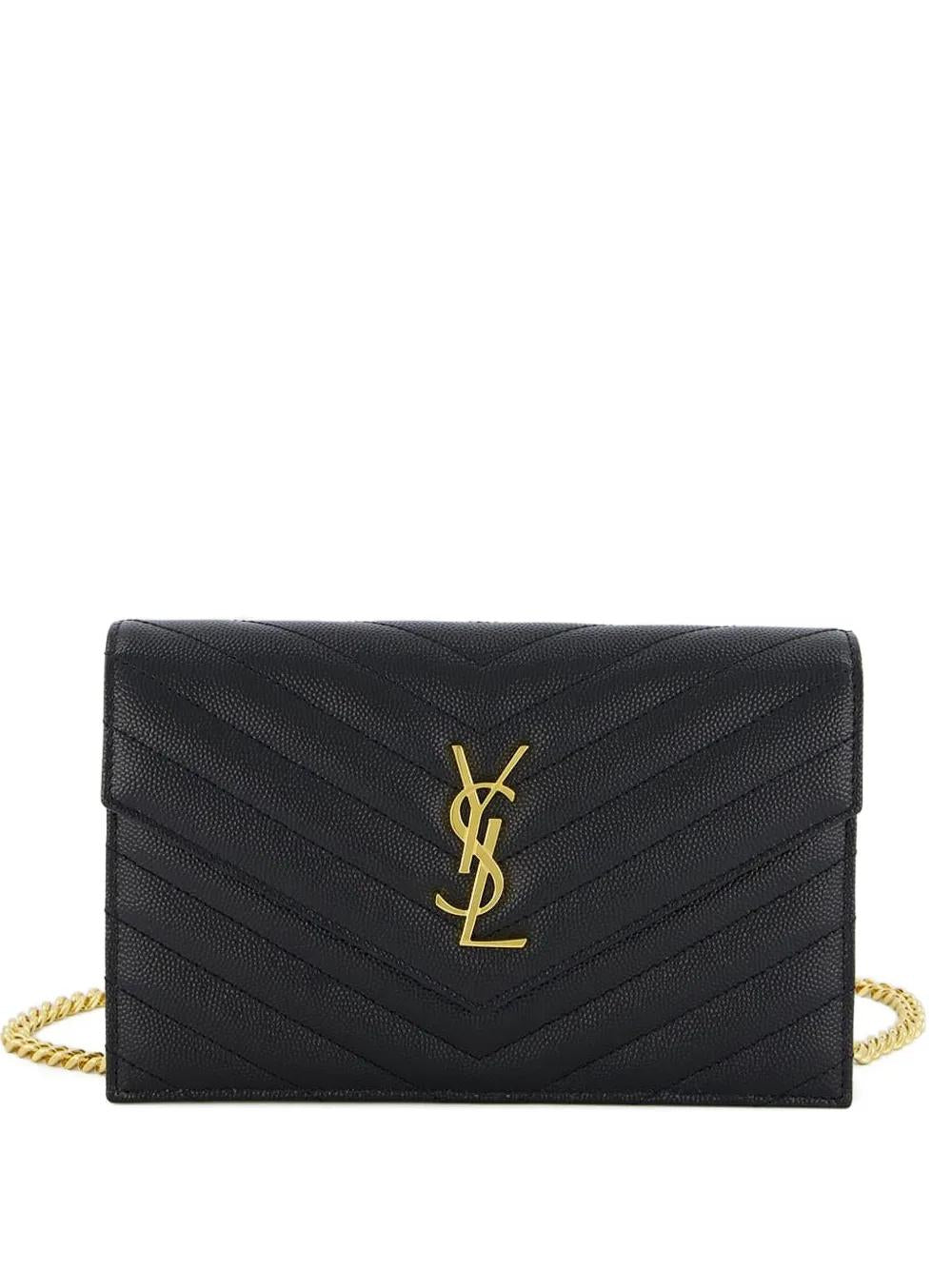 SAINT LAURENT Envelope Leather Wallet on Chain - Mini Size