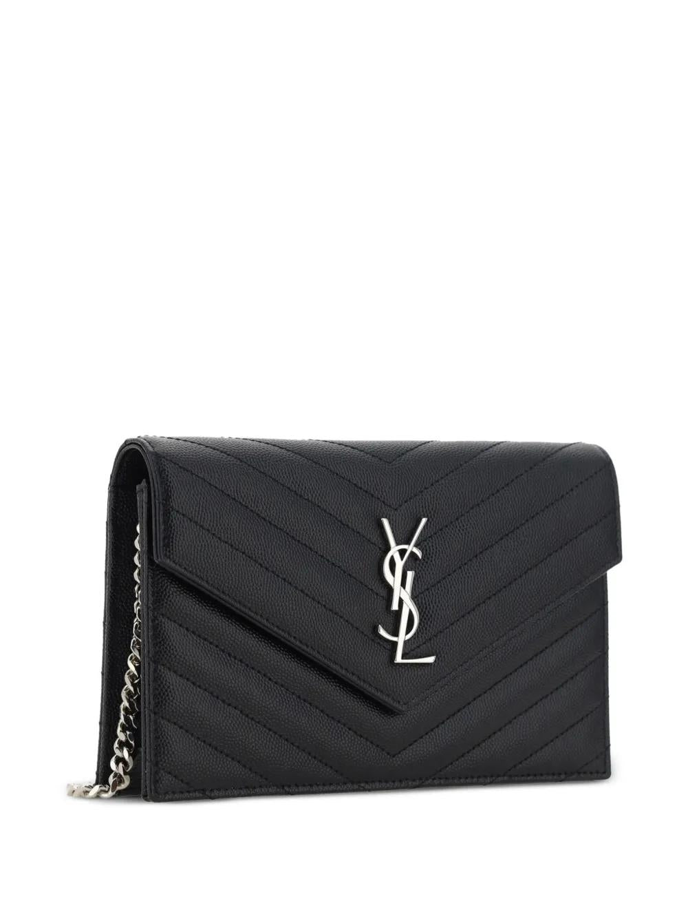 SAINT LAURENT Mini Chevron-Quilted Chain Wallet
