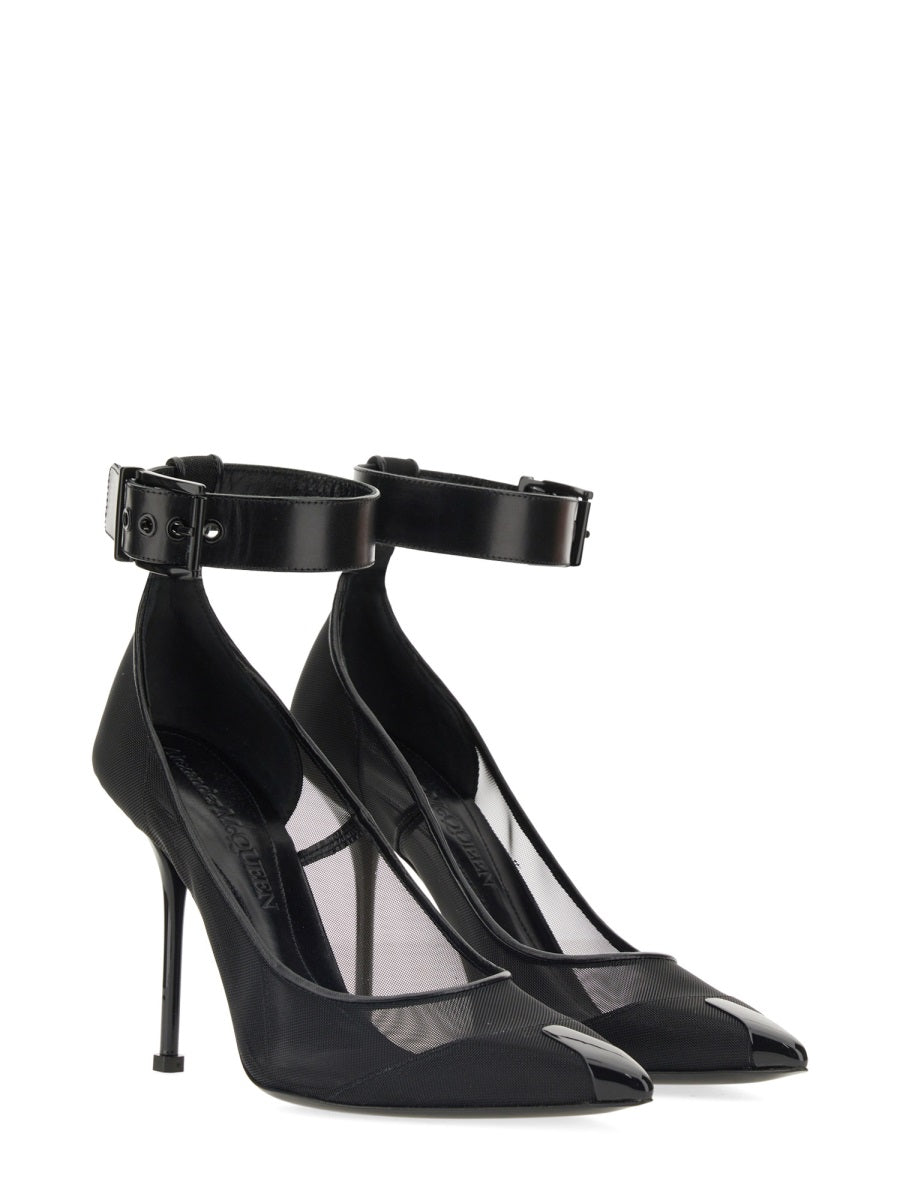 ALEXANDER MCQUEEN Chic Punk Pumps with Strap - 10.5cm Stiletto Heel