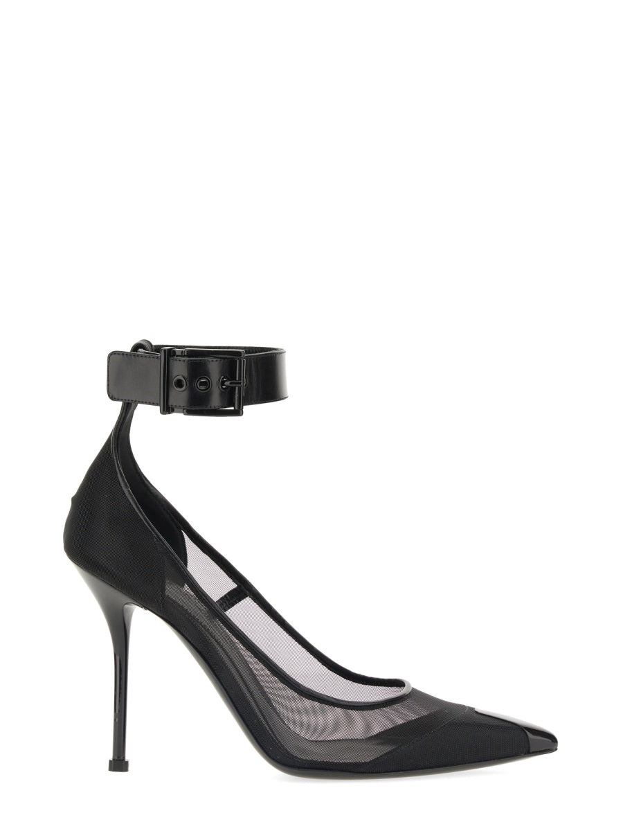 ALEXANDER MCQUEEN Chic Punk Pumps with Strap - 10.5cm Stiletto Heel