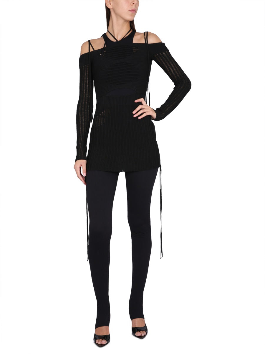 ANDREADAMO Elegant Boat Neck Mini Dress