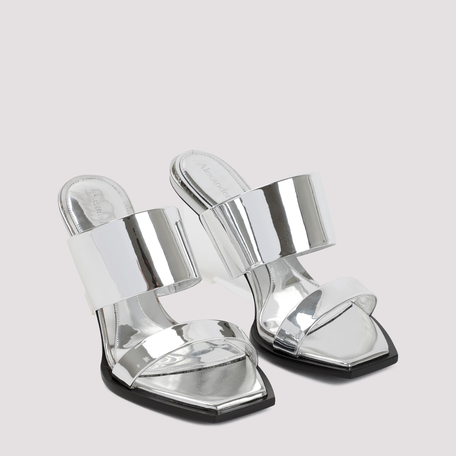ALEXANDER MCQUEEN Elegant Metallic Sandals with 7.5cm Glass Heel